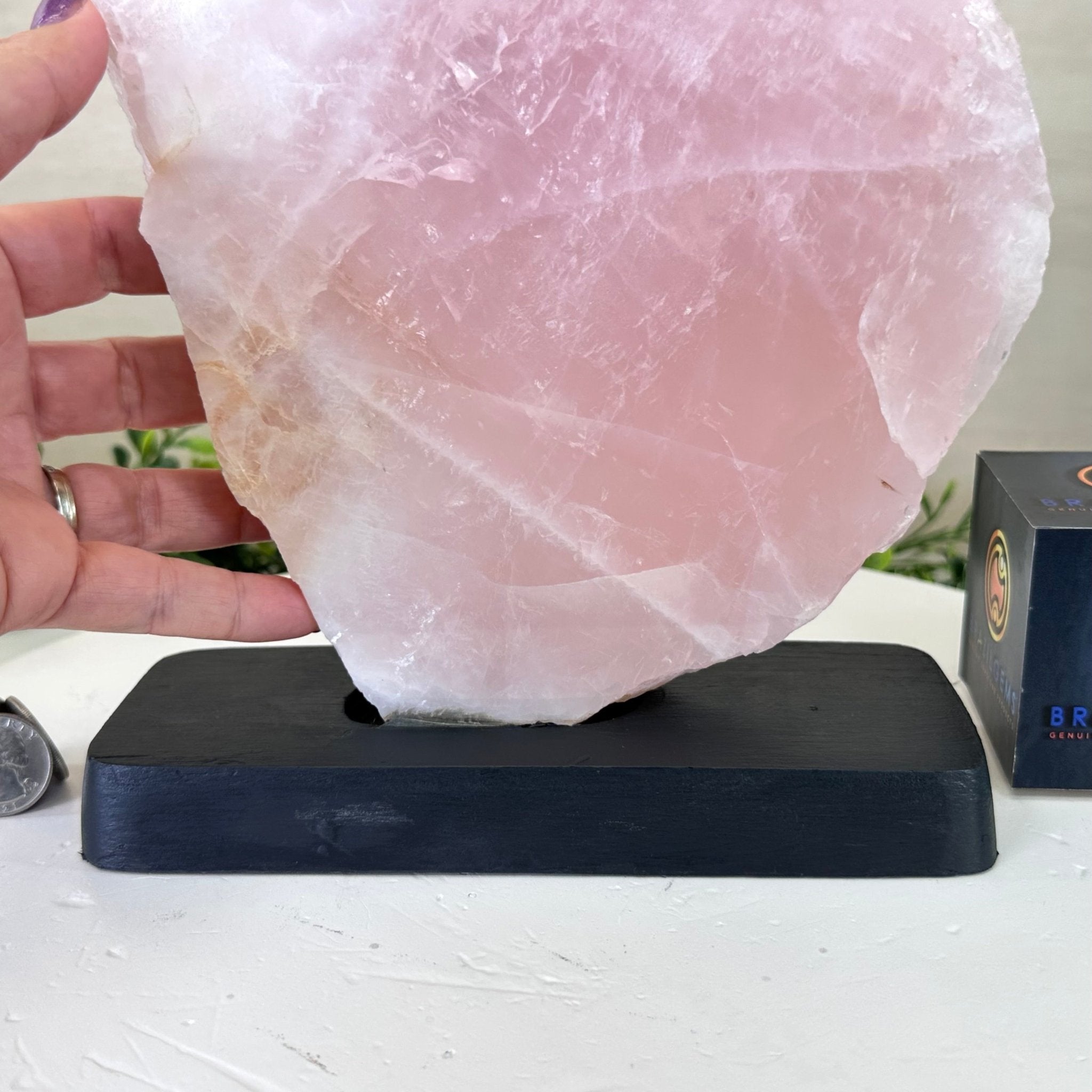 Rose Quartz Slice on Wood Base Model #6100RQ-039 – Brazil Gems