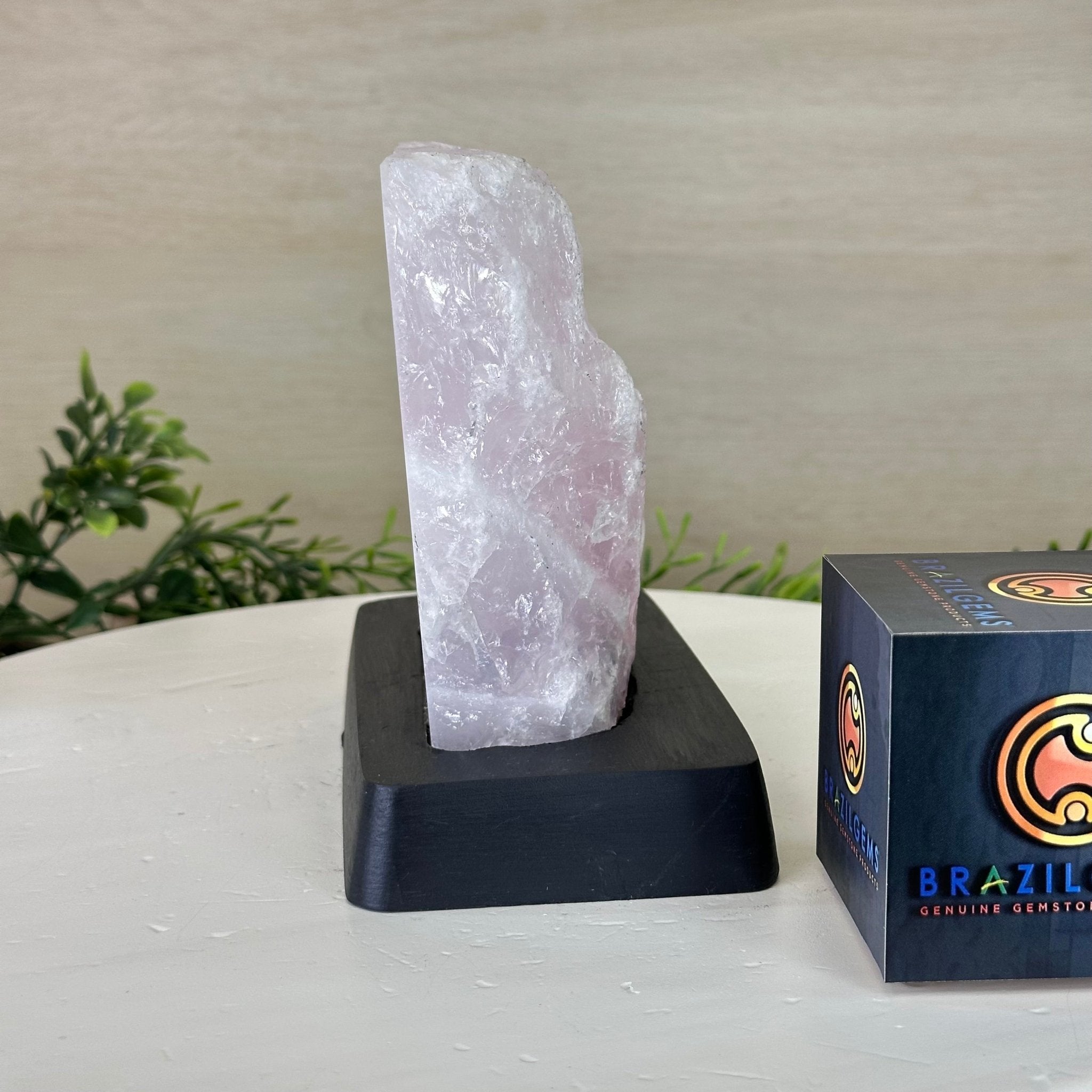 Rose Quartz Polished Slice on a Wood Base 5.5" Tall #6100RQ - 022 - Brazil GemsBrazil GemsRose Quartz Polished Slice on a Wood Base 5.5" Tall #6100RQ - 022Slices on Wood Bases