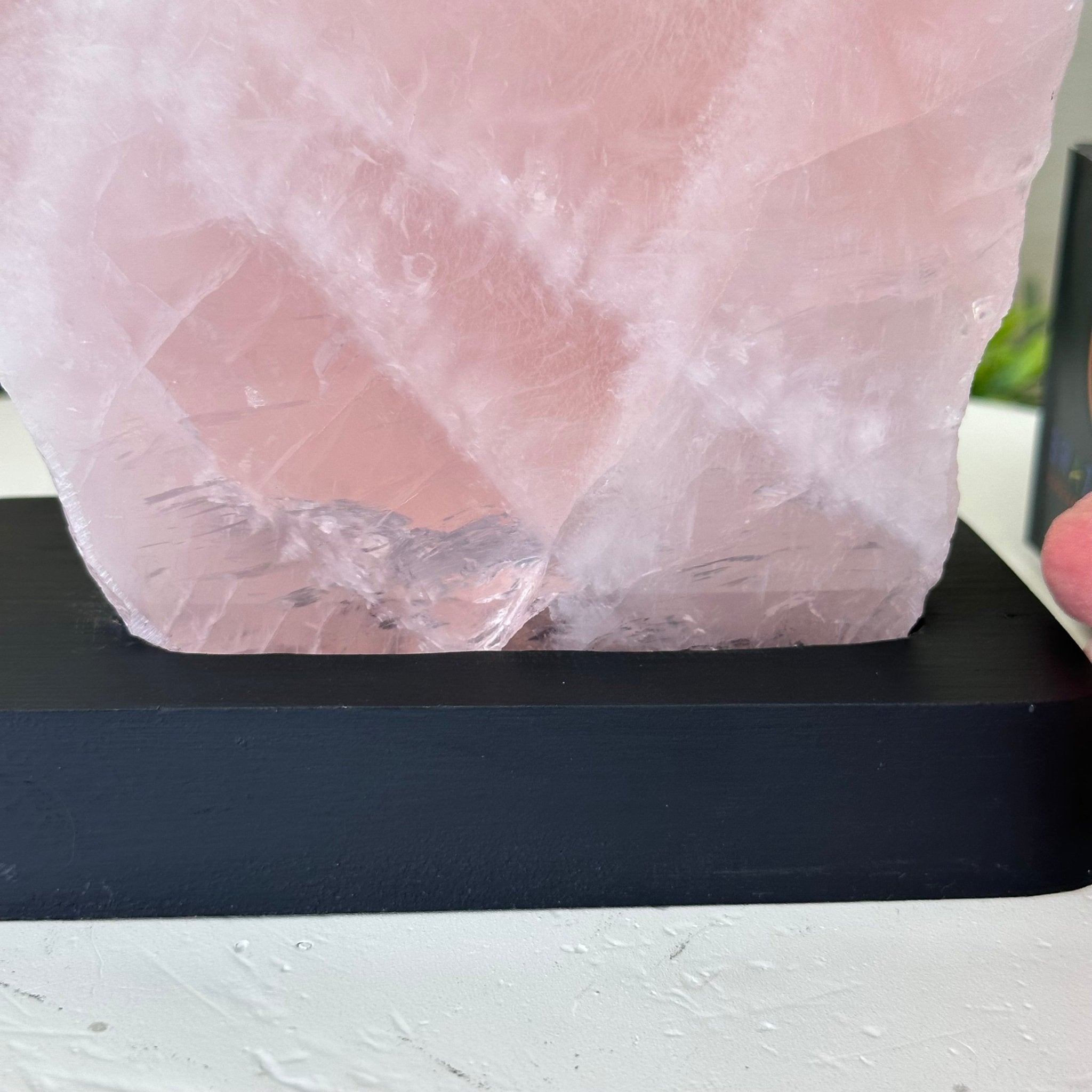 Rose Quartz Polished Slice on a Wood Base 6.5" Tall #6100RQ - 027 - Brazil GemsBrazil GemsRose Quartz Polished Slice on a Wood Base 6.5" Tall #6100RQ - 027Slices on Wood Bases6100RQ - 027