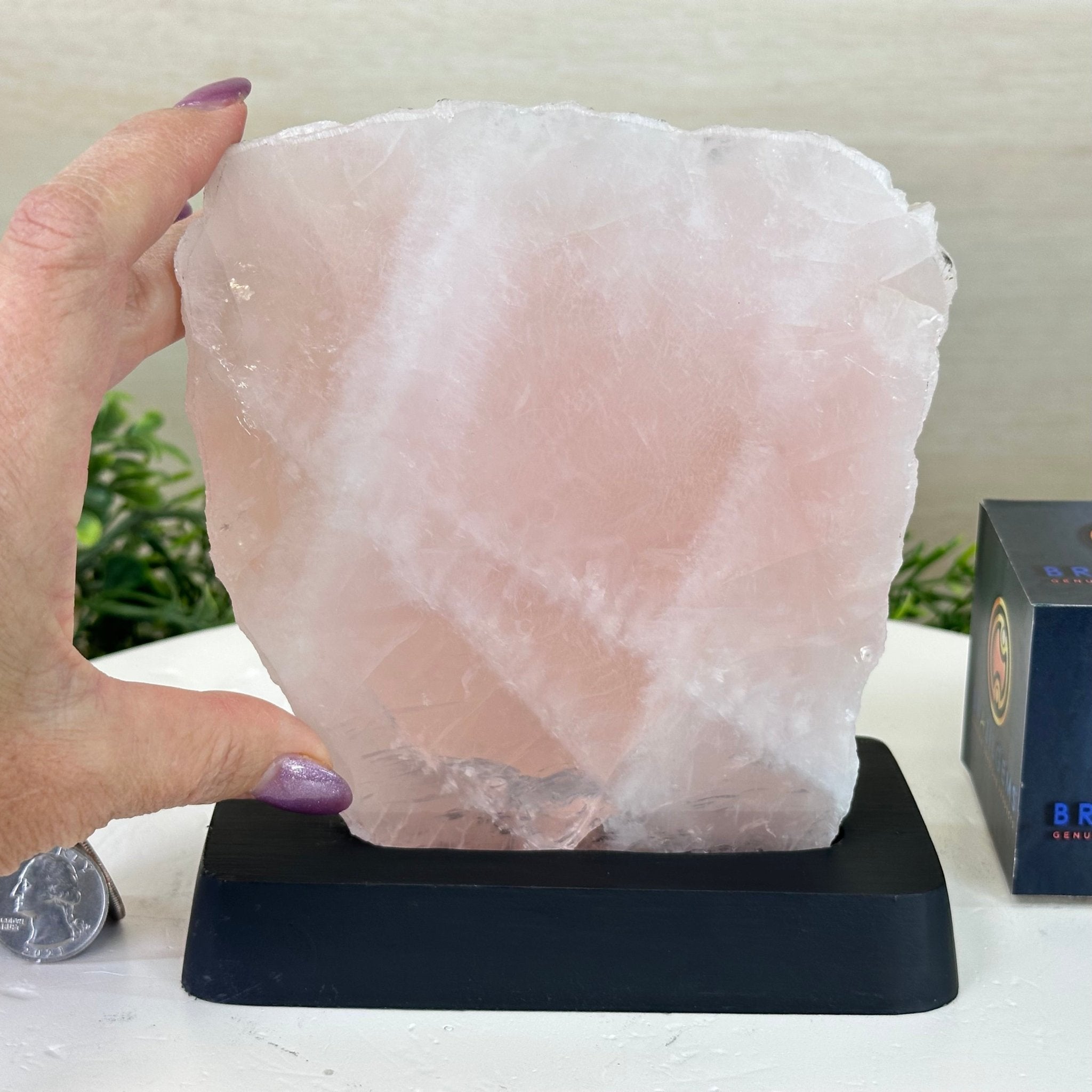 Rose Quartz Polished Slice on a Wood Base 6.5" Tall #6100RQ - 027 - Brazil GemsBrazil GemsRose Quartz Polished Slice on a Wood Base 6.5" Tall #6100RQ - 027Slices on Wood Bases6100RQ - 027