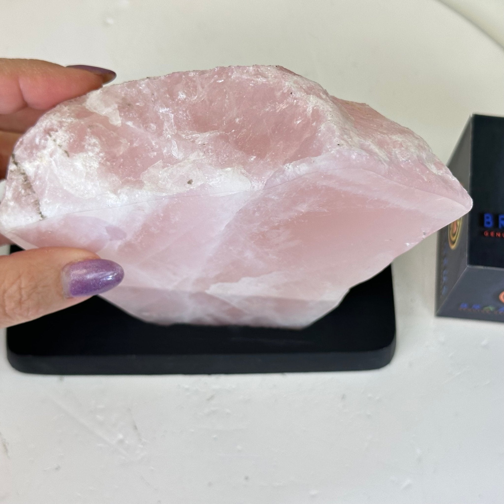 Rose Quartz Polished Slice on a Wood Base 7" Tall #6100RQ - 021 - Brazil GemsBrazil GemsRose Quartz Polished Slice on a Wood Base 7" Tall #6100RQ - 021Slices on Wood Bases6100RQ - 021