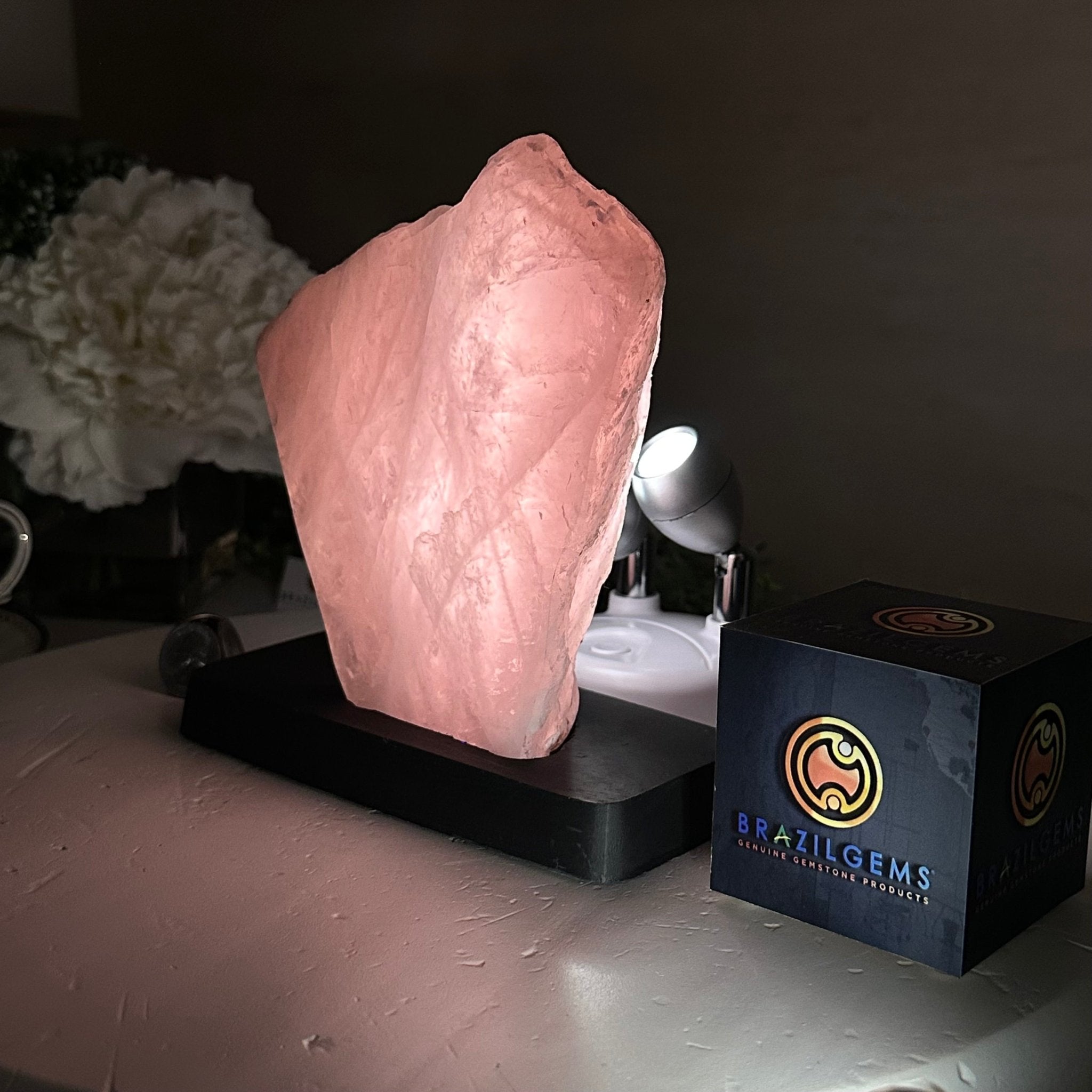 Rose Quartz Polished Slice on a Wood Base 7" Tall #6100RQ - 021 - Brazil GemsBrazil GemsRose Quartz Polished Slice on a Wood Base 7" Tall #6100RQ - 021Slices on Wood Bases6100RQ - 021