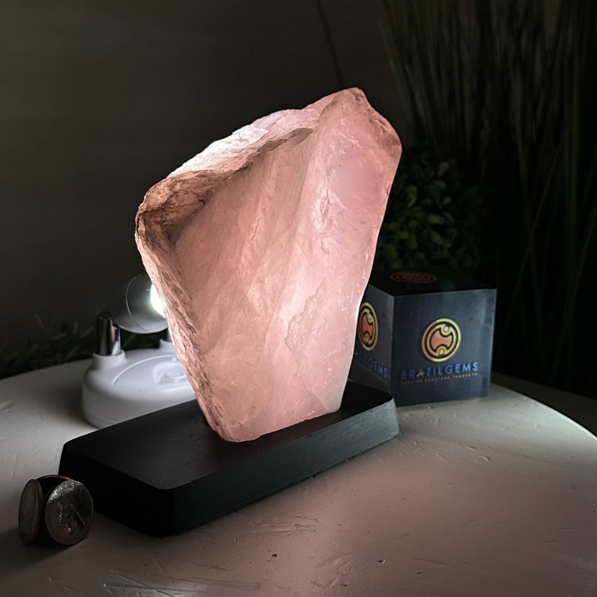 Rose Quartz Polished Slice on a Wood Base 7" Tall #6100RQ - 021 - Brazil GemsBrazil GemsRose Quartz Polished Slice on a Wood Base 7" Tall #6100RQ - 021Slices on Wood Bases6100RQ - 021