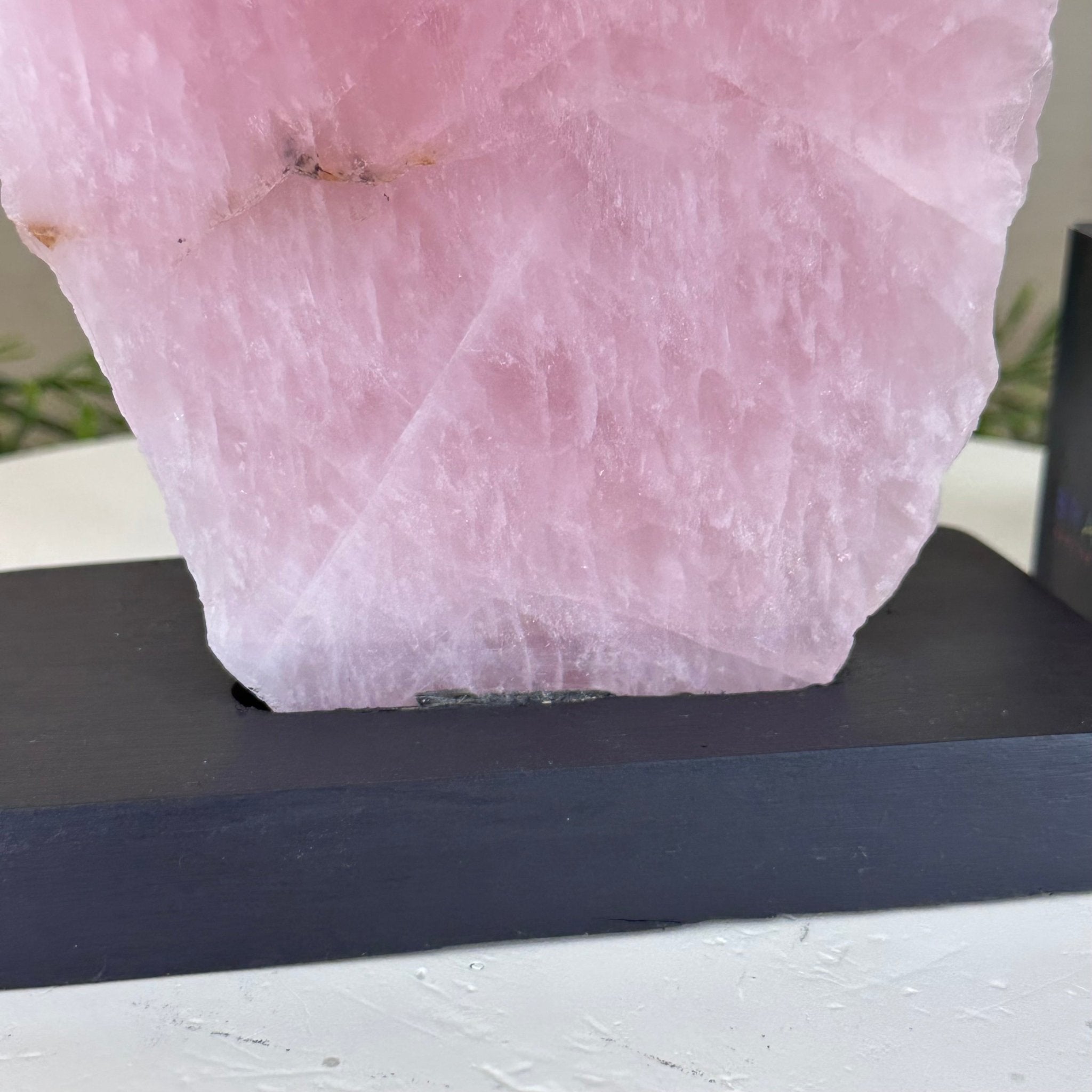 Rose Quartz Polished Slice on a Wood Base 7" Tall #6100RQ - 028 - Brazil GemsBrazil GemsRose Quartz Polished Slice on a Wood Base 7" Tall #6100RQ - 028Slices on Wood Bases6100RQ - 028