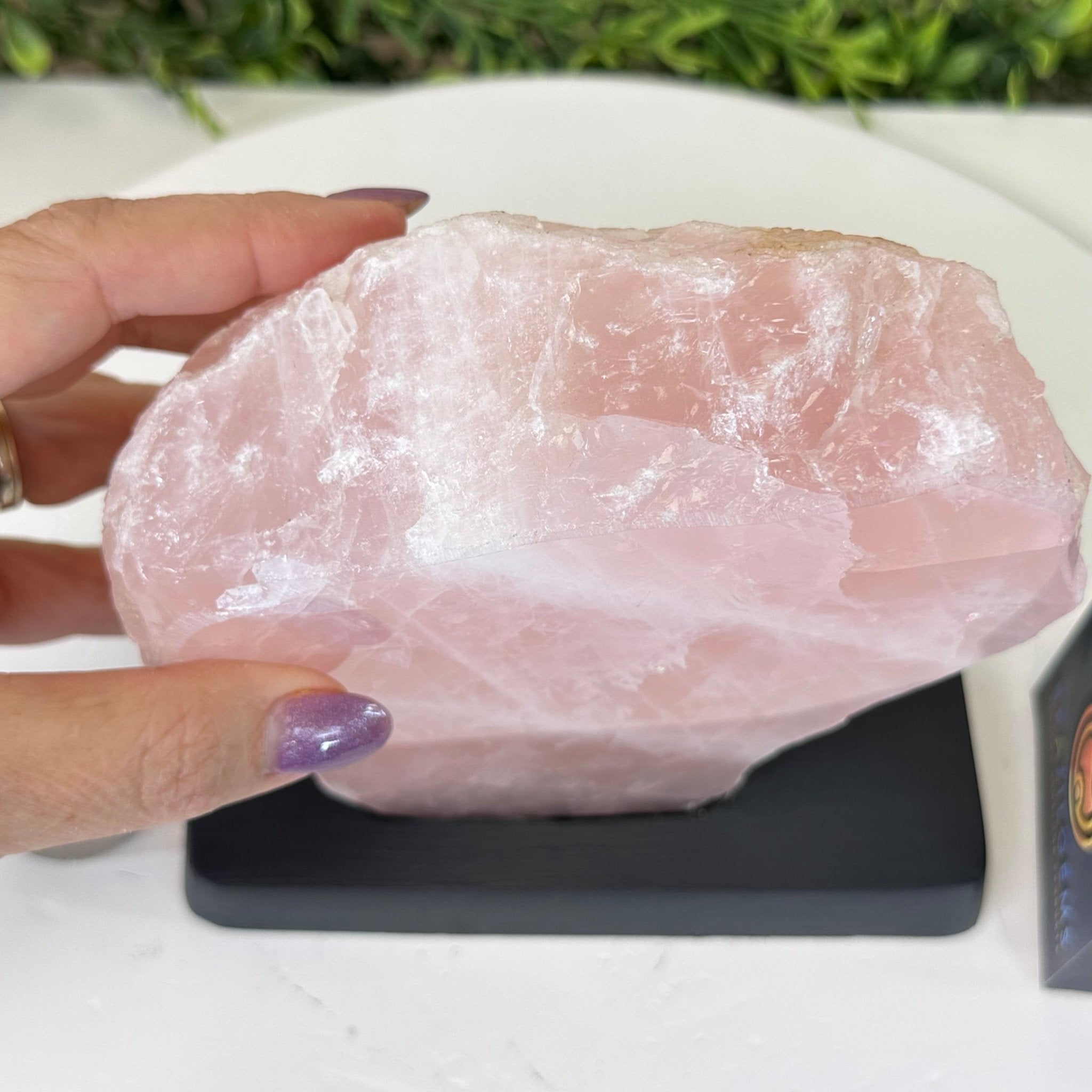 Rose Quartz Polished Slice on a Wood Base, 7" Tall #6100RQ - 032 - Brazil GemsBrazil GemsRose Quartz Polished Slice on a Wood Base, 7" Tall #6100RQ - 032Slices on Wood Bases6100RQ - 032