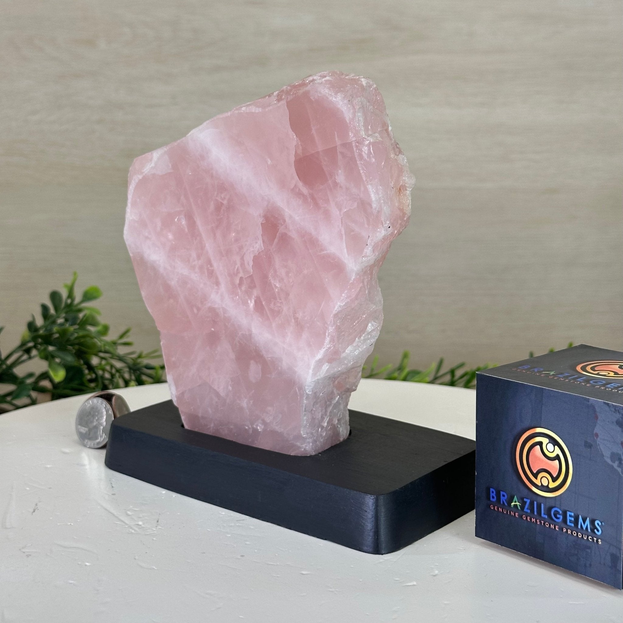 Rose Quartz Polished Slice on a Wood Base, 7" Tall #6100RQ - 032 - Brazil GemsBrazil GemsRose Quartz Polished Slice on a Wood Base, 7" Tall #6100RQ - 032Slices on Wood Bases6100RQ - 032