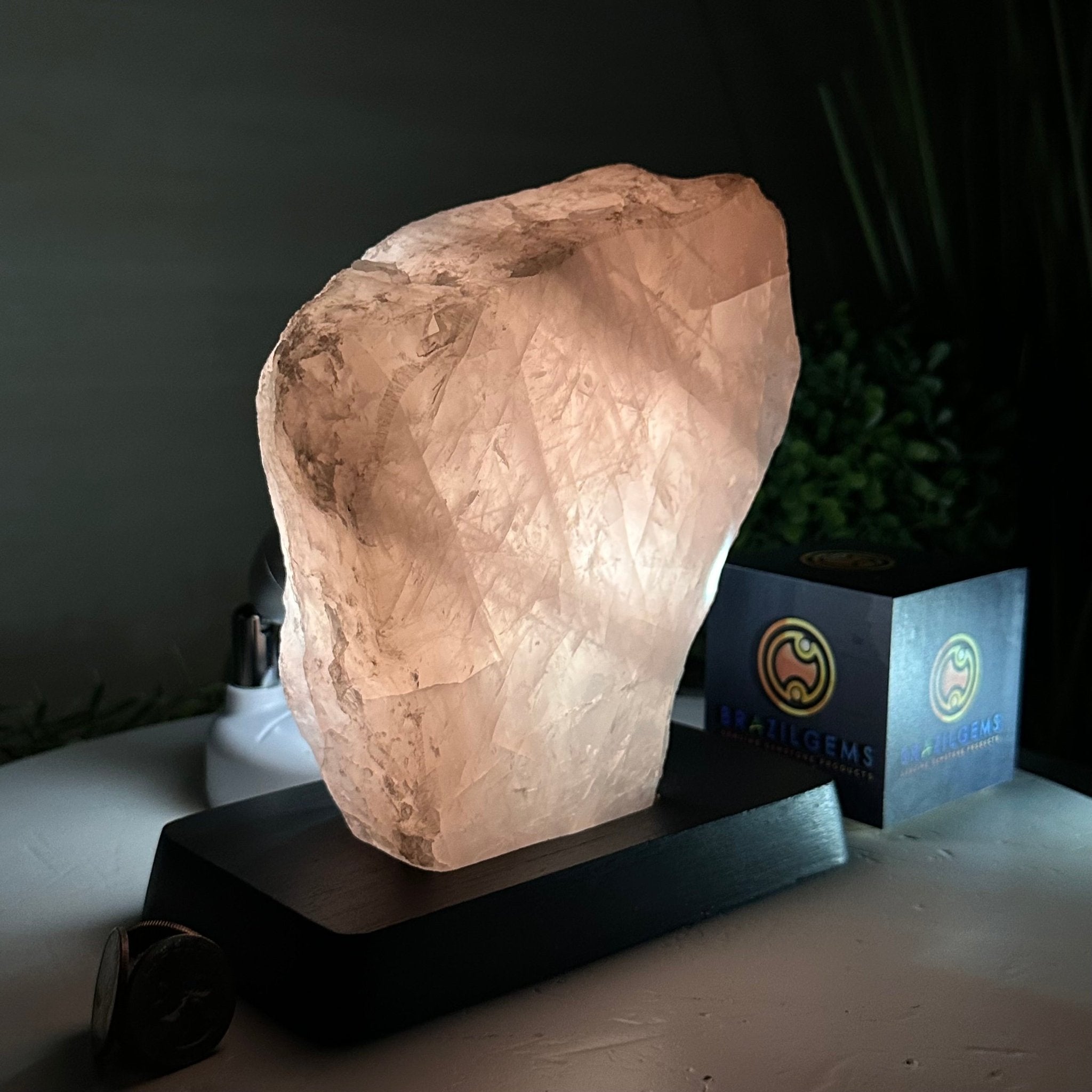 Rose Quartz Polished Slice on a Wood Base, 7" Tall #6100RQ - 032 - Brazil GemsBrazil GemsRose Quartz Polished Slice on a Wood Base, 7" Tall #6100RQ - 032Slices on Wood Bases6100RQ - 032