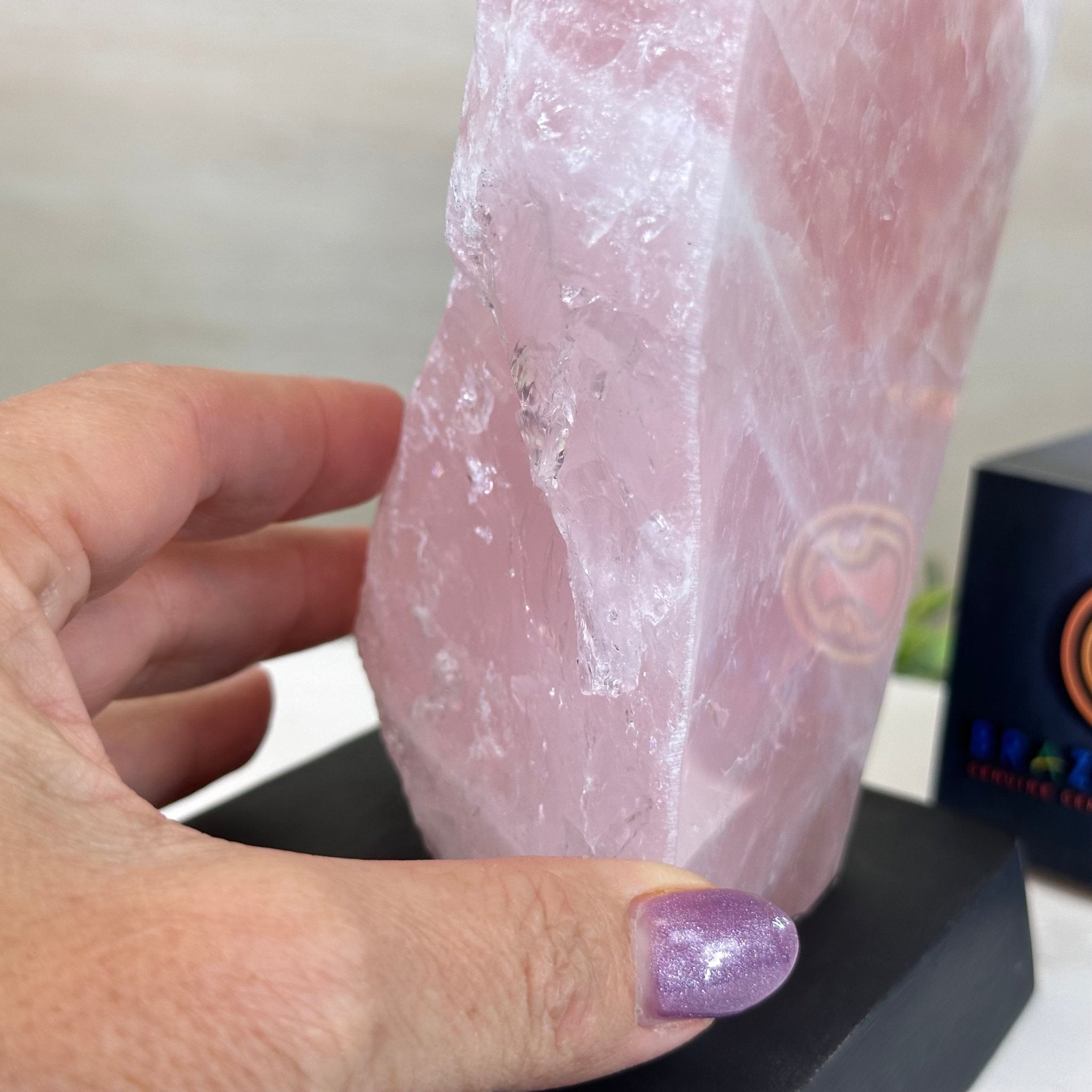 Rose Quartz Polished Slice on a Wood Base 7.5" Tall #6100RQ - 030 - Brazil GemsBrazil GemsRose Quartz Polished Slice on a Wood Base 7.5" Tall #6100RQ - 030Slices on Wood Bases6100RQ - 030