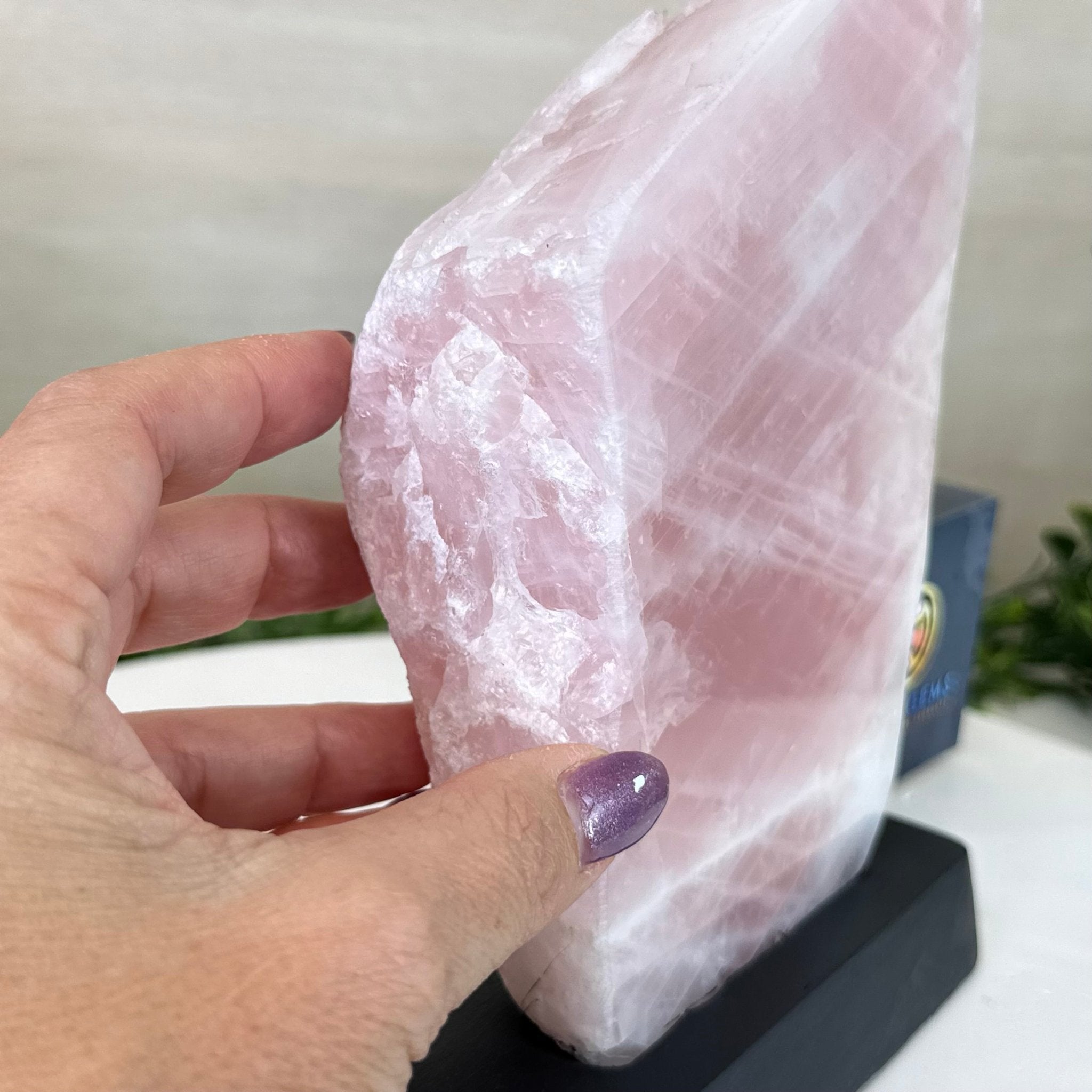 Rose Quartz Polished Slice on a Wood Base, 8" Tall #6100RQ - 016 - Brazil GemsBrazil GemsRose Quartz Polished Slice on a Wood Base, 8" Tall #6100RQ - 016Slices on Wood Bases6100RQ - 016