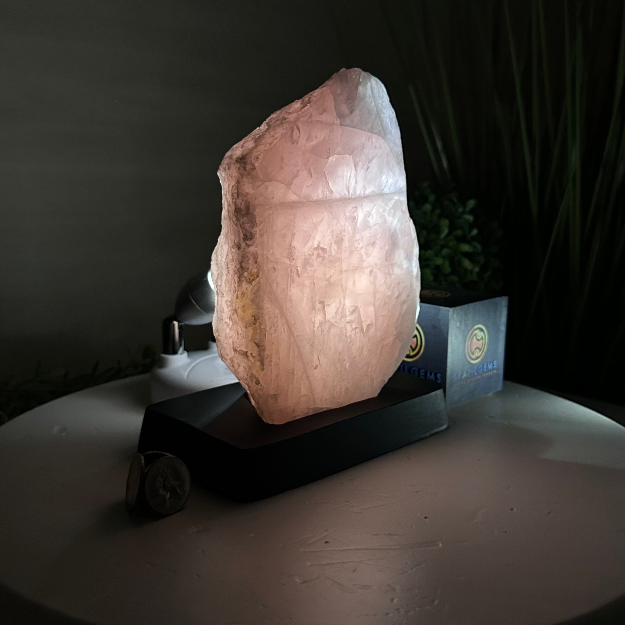 Rose Quartz Polished Slice on a Wood Base 8" Tall #6100RQ - 029 - Brazil GemsBrazil GemsRose Quartz Polished Slice on a Wood Base 8" Tall #6100RQ - 029Slices on Wood Bases6100RQ - 029