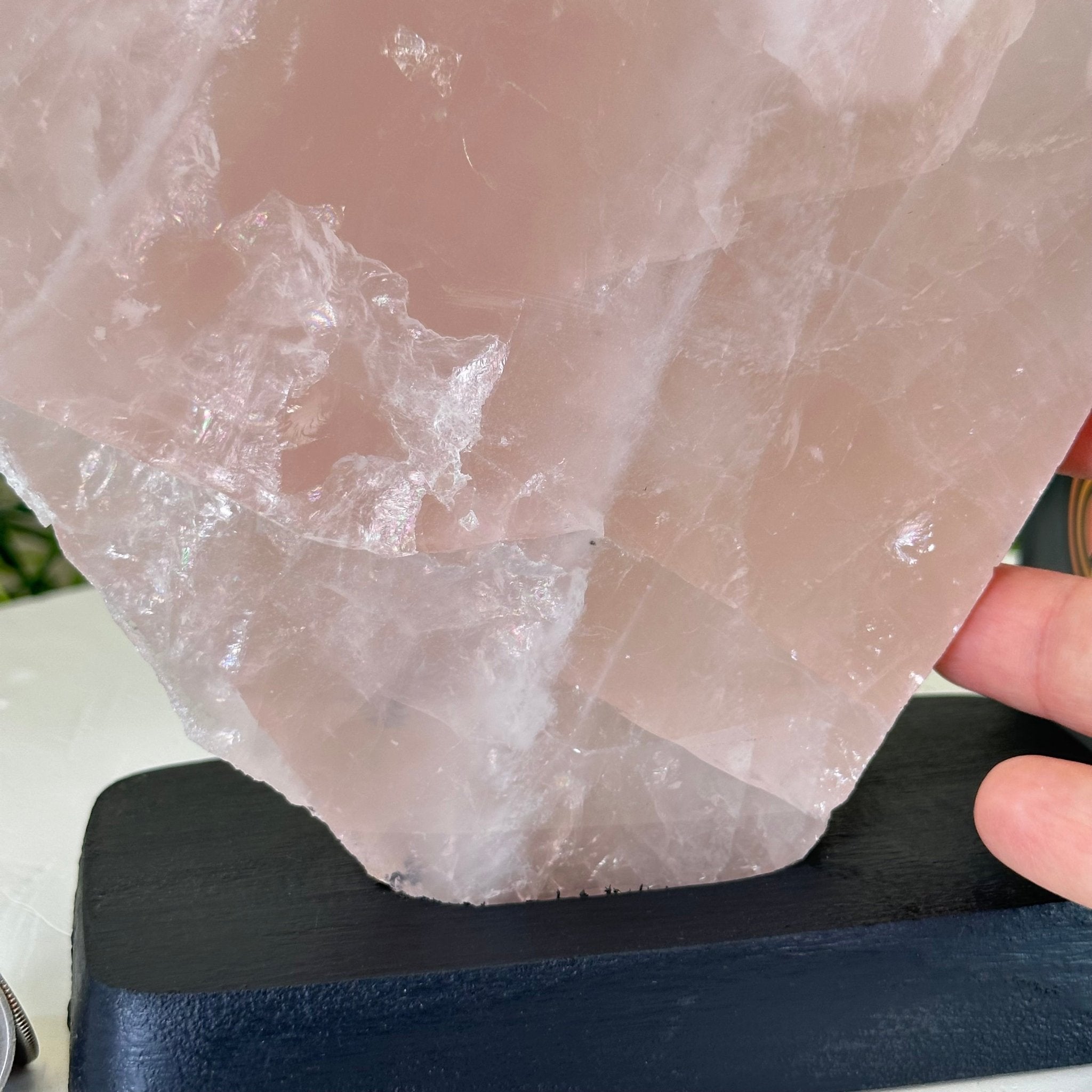 Rose Quartz Polished Slice on a Wood Base, 8" Tall #6100RQ - 031 - Brazil GemsBrazil GemsRose Quartz Polished Slice on a Wood Base, 8" Tall #6100RQ - 031Slices on Wood Bases6100RQ - 031