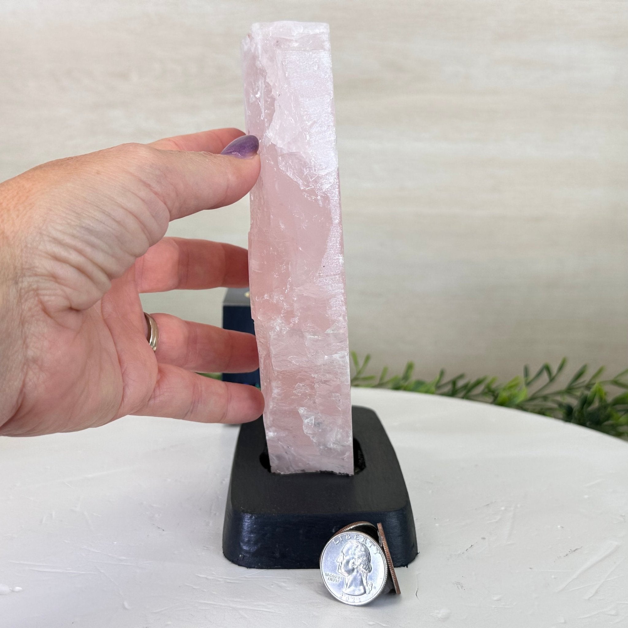 Rose Quartz Polished Slice on a Wood Base, 8" Tall #6100RQ - 031 - Brazil GemsBrazil GemsRose Quartz Polished Slice on a Wood Base, 8" Tall #6100RQ - 031Slices on Wood Bases6100RQ - 031