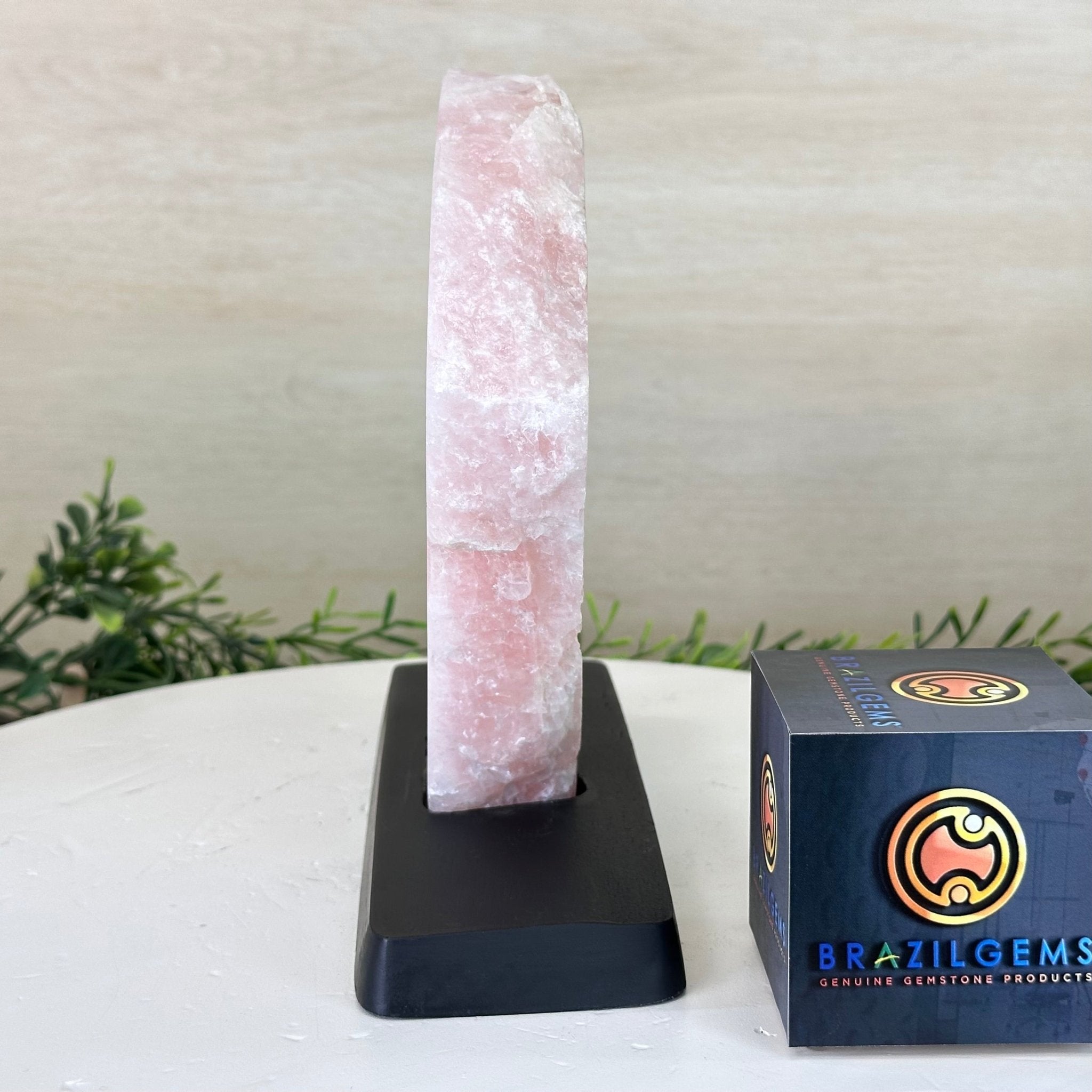 Rose Quartz Polished Slice on a Wood Base, 8" Tall #6100RQ - 036 - Brazil GemsBrazil GemsRose Quartz Polished Slice on a Wood Base, 8" Tall #6100RQ - 036Slices on Wood Bases6100RQ - 036