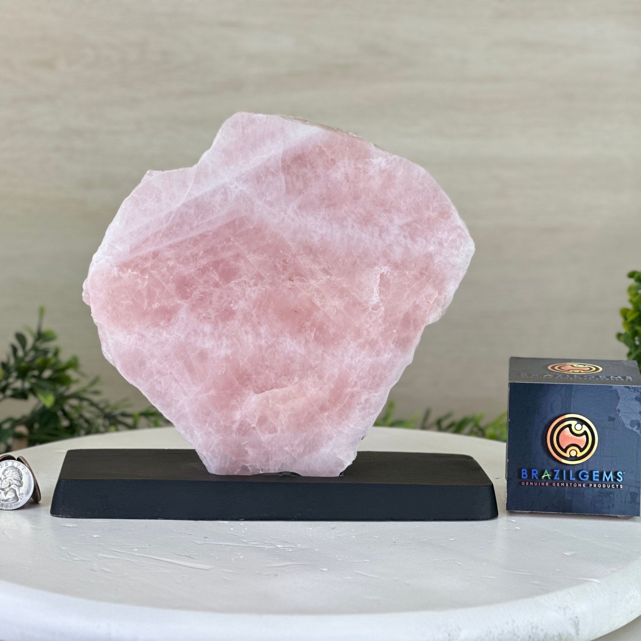 Rose Quartz Polished Slice on a Wood Base, 8" Tall #6100RQ - 036 - Brazil GemsBrazil GemsRose Quartz Polished Slice on a Wood Base, 8" Tall #6100RQ - 036Slices on Wood Bases6100RQ - 036