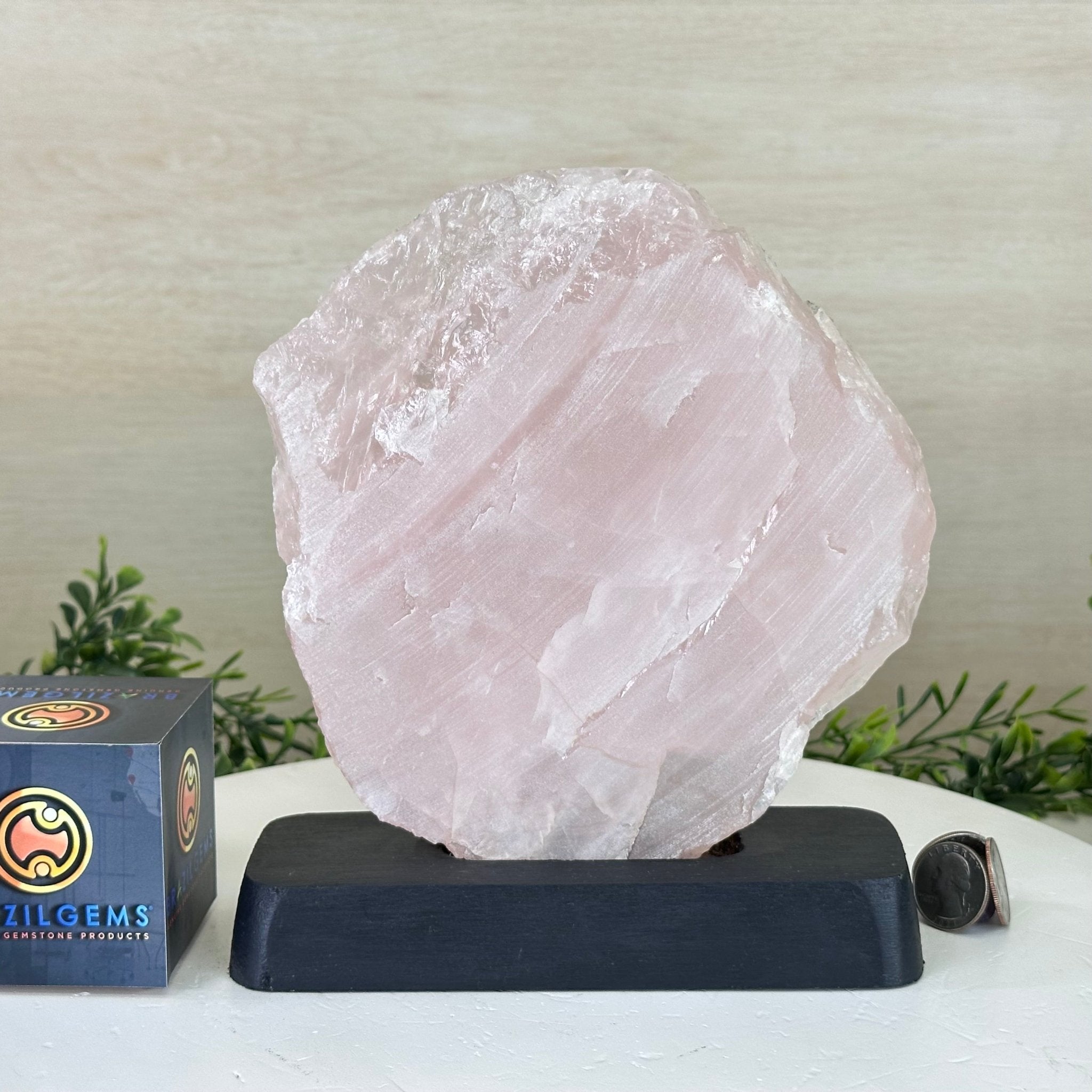 Rose Quartz Polished Slice on a Wood Base 8.25" Tall #6100RQ - 026 - Brazil GemsBrazil GemsRose Quartz Polished Slice on a Wood Base 8.25" Tall #6100RQ - 026Slices on Wood Bases6100RQ - 026