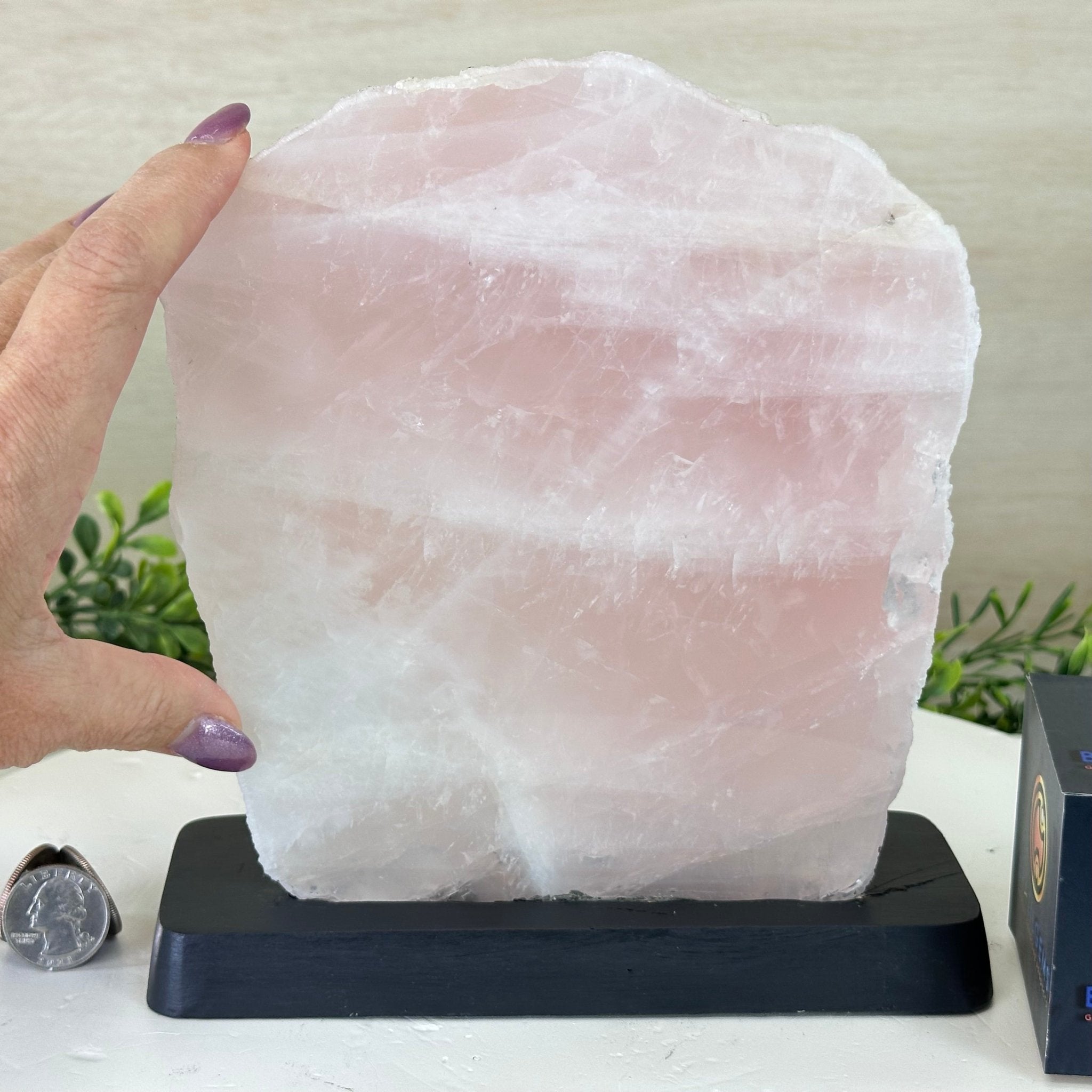 Rose Quartz Polished Slice on a Wood Base, 8.25" Tall #6100RQ - 038 - Brazil GemsBrazil GemsRose Quartz Polished Slice on a Wood Base, 8.25" Tall #6100RQ - 038Slices on Wood Bases6100RQ - 038