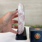 Rose Quartz Polished Slice on a Wood Base, 8.25" Tall #6100RQ - 038 - Brazil GemsBrazil GemsRose Quartz Polished Slice on a Wood Base, 8.25" Tall #6100RQ - 038Slices on Wood Bases6100RQ - 038