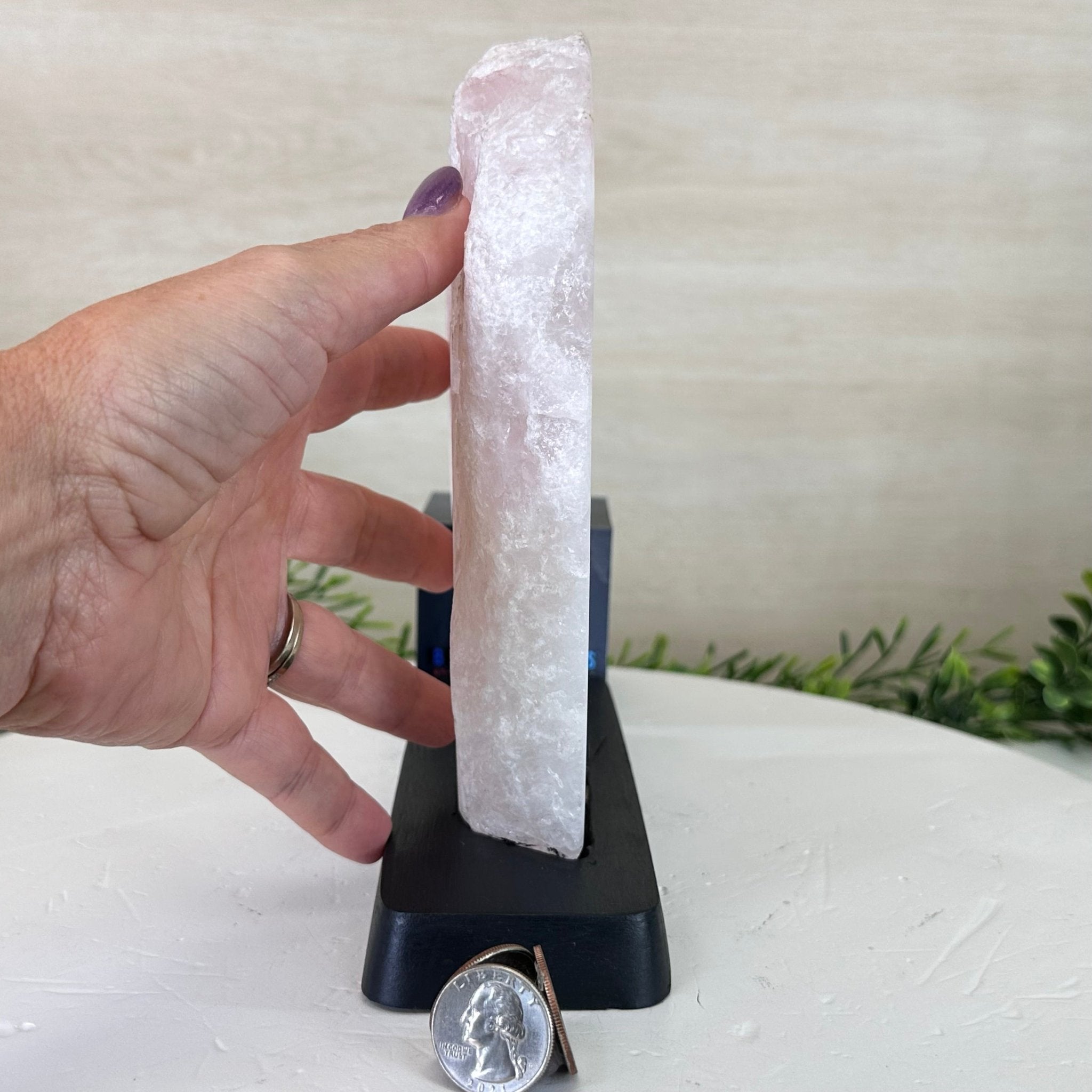 Rose Quartz Polished Slice on a Wood Base, 8.25" Tall #6100RQ - 038 - Brazil GemsBrazil GemsRose Quartz Polished Slice on a Wood Base, 8.25" Tall #6100RQ - 038Slices on Wood Bases6100RQ - 038