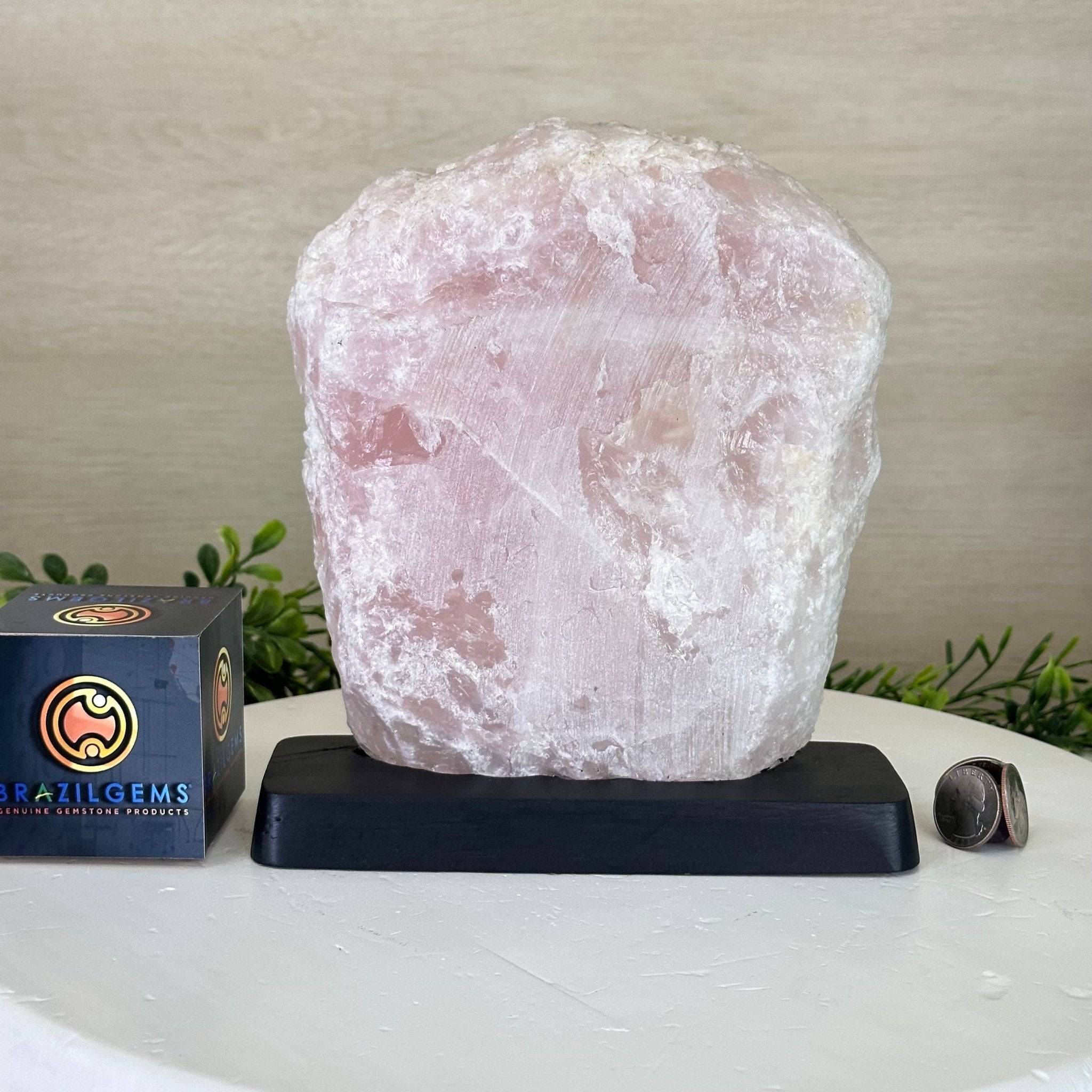 Rose Quartz Polished Slice on a Wood Base, 8.25" Tall #6100RQ - 038 - Brazil GemsBrazil GemsRose Quartz Polished Slice on a Wood Base, 8.25" Tall #6100RQ - 038Slices on Wood Bases6100RQ - 038