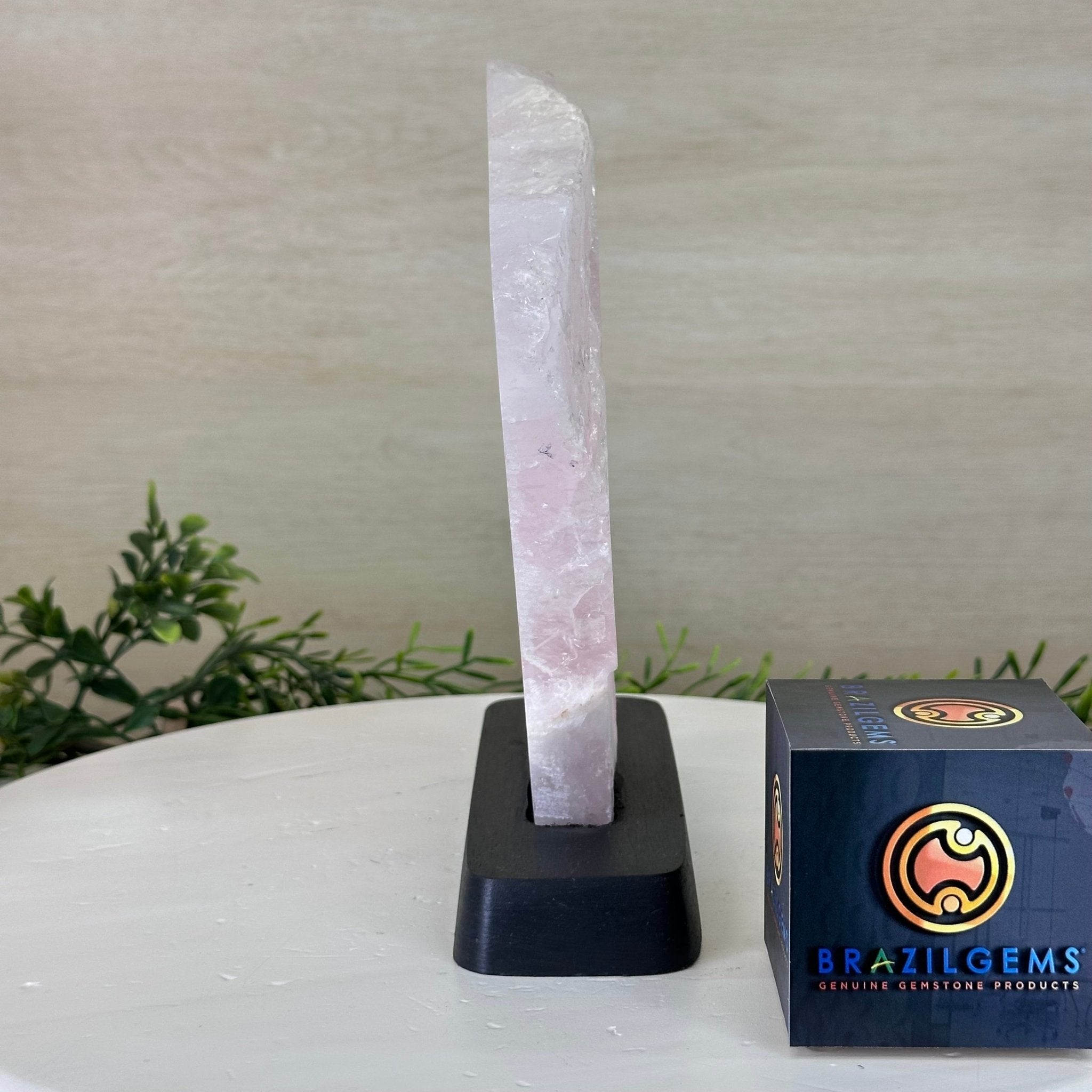 Rose Quartz Polished Slice on a Wood Base 8.5" Tall #6100RQ - 023 - Brazil GemsBrazil GemsRose Quartz Polished Slice on a Wood Base 8.5" Tall #6100RQ - 023Slices on Wood Bases6100RQ - 023