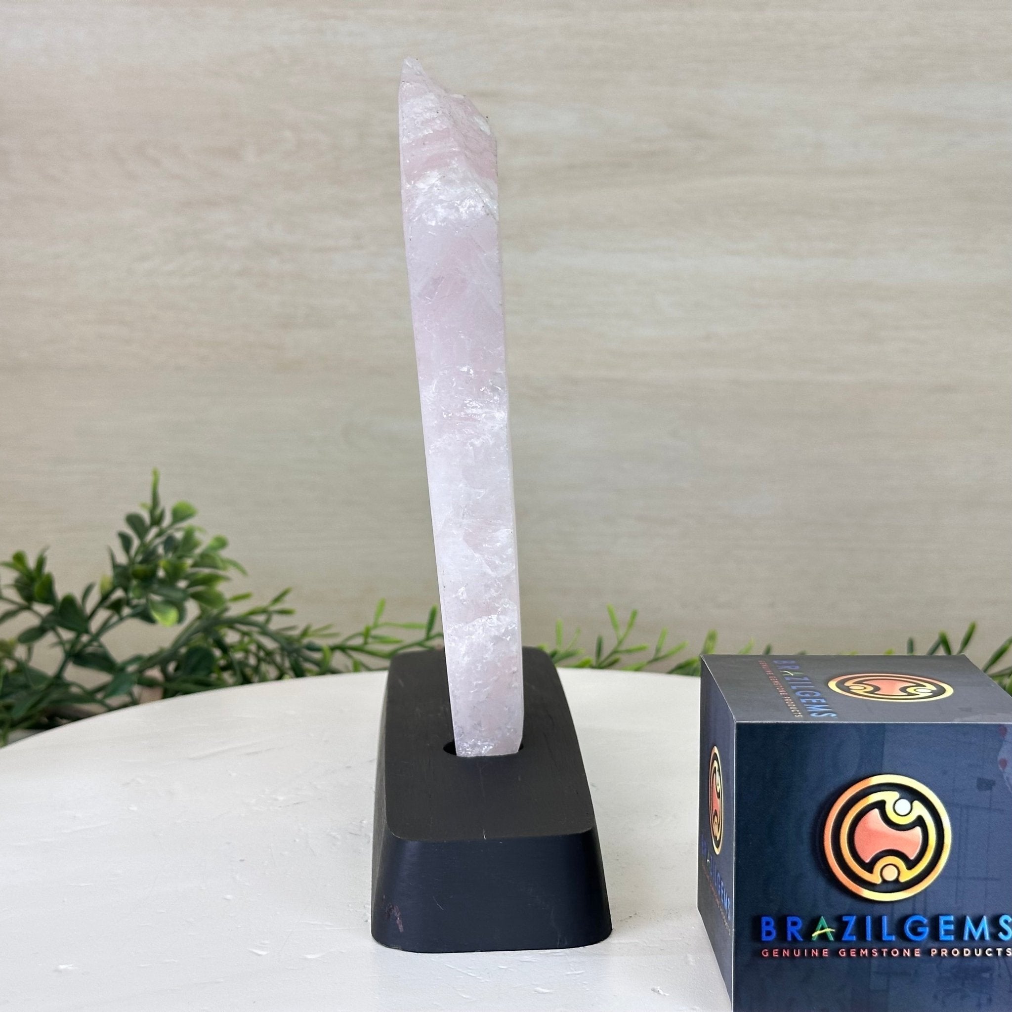 Rose Quartz Polished Slice on a Wood Base 8.5" Tall #6100RQ - 025 - Brazil GemsBrazil GemsRose Quartz Polished Slice on a Wood Base 8.5" Tall #6100RQ - 025Slices on Wood Bases6100RQ - 025