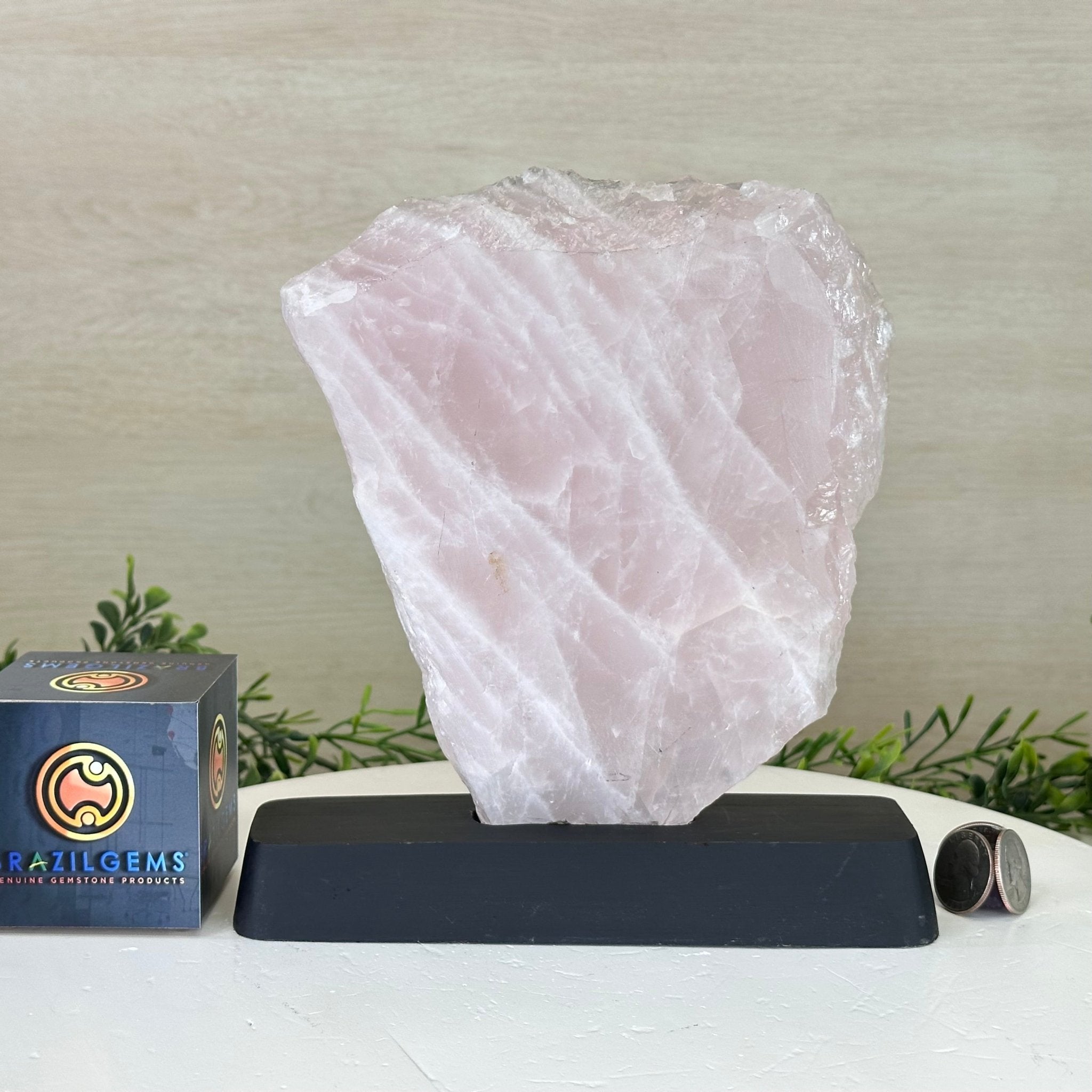 Rose Quartz Polished Slice on a Wood Base 8.5" Tall #6100RQ - 025 - Brazil GemsBrazil GemsRose Quartz Polished Slice on a Wood Base 8.5" Tall #6100RQ - 025Slices on Wood Bases6100RQ - 025