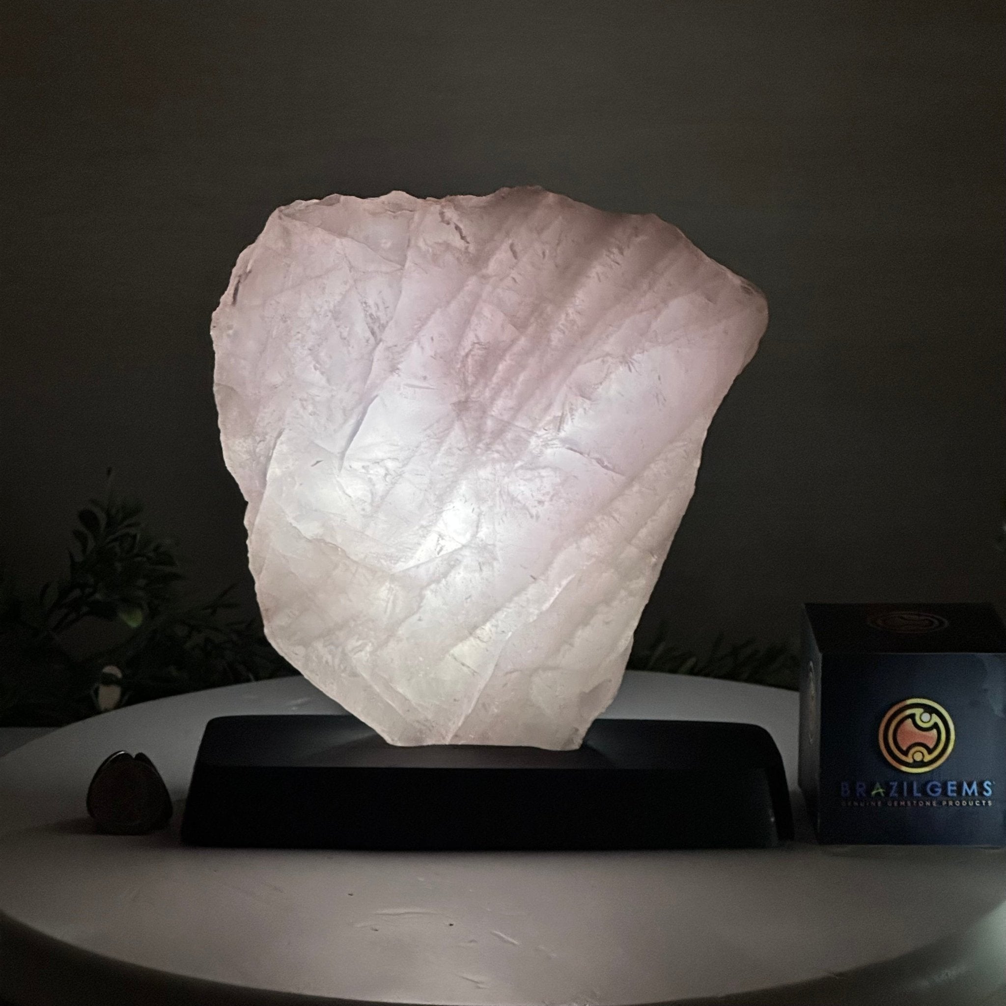 Rose Quartz Polished Slice on a Wood Base 8.5" Tall #6100RQ - 025 - Brazil GemsBrazil GemsRose Quartz Polished Slice on a Wood Base 8.5" Tall #6100RQ - 025Slices on Wood Bases6100RQ - 025