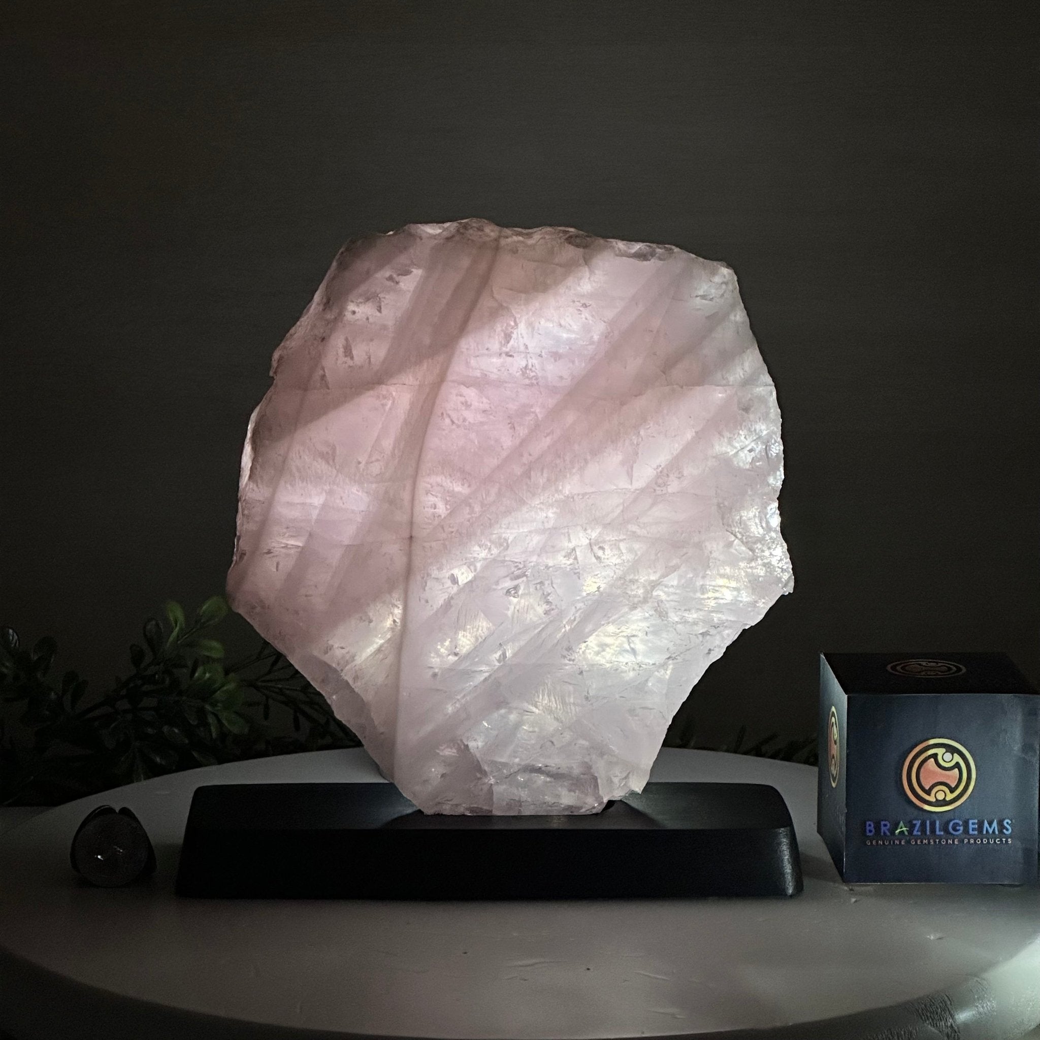 Rose Quartz Polished Slice on a Wood Base, 8.5" Tall #6100RQ - 037 - Brazil GemsBrazil GemsRose Quartz Polished Slice on a Wood Base, 8.5" Tall #6100RQ - 037Slices on Wood Bases6100RQ - 037