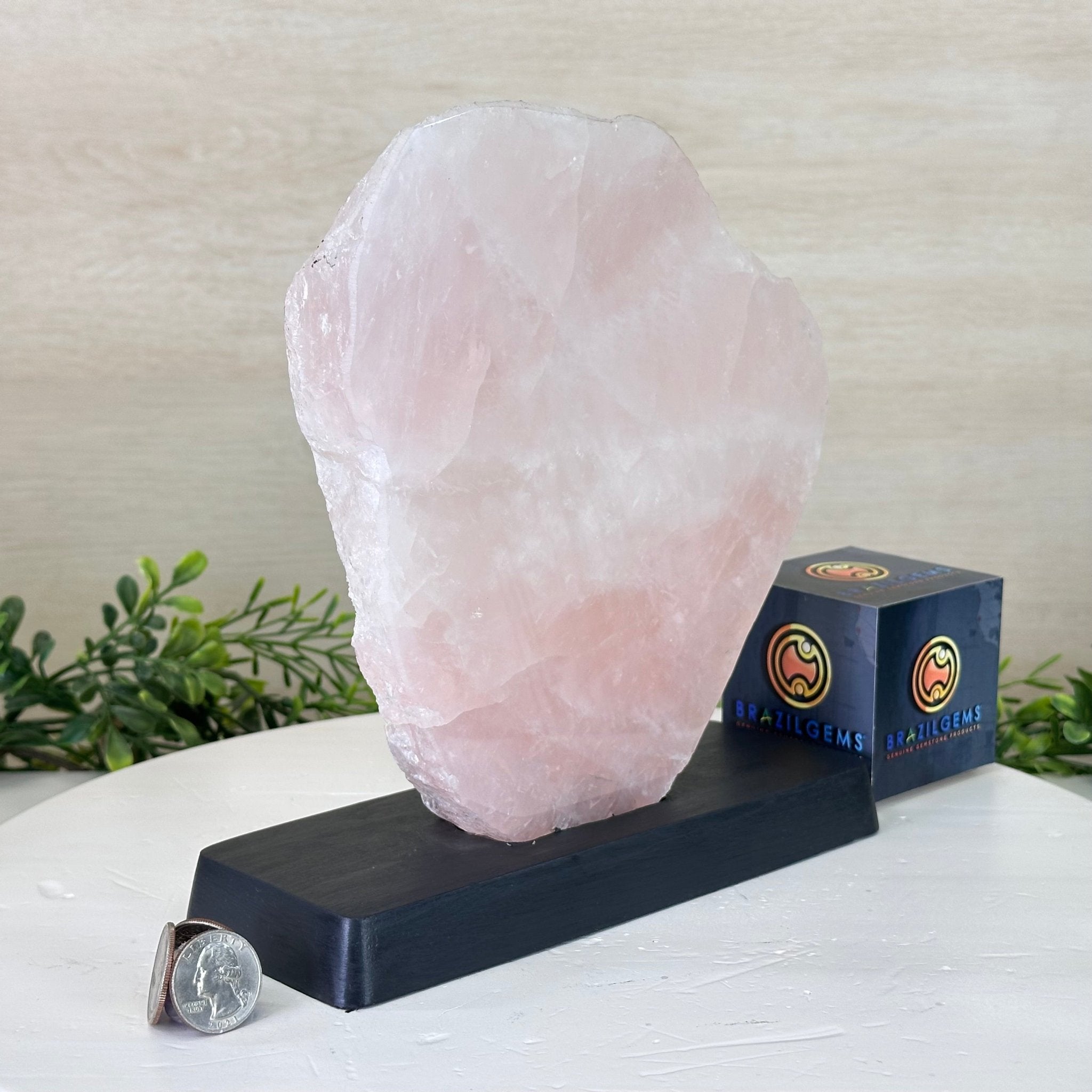 Rose Quartz Polished Slice on a Wood Base, 8.5" Tall #6100RQ - 040 - Brazil GemsBrazil GemsRose Quartz Polished Slice on a Wood Base, 8.5" Tall #6100RQ - 040Slices on Wood Bases6100RQ - 040