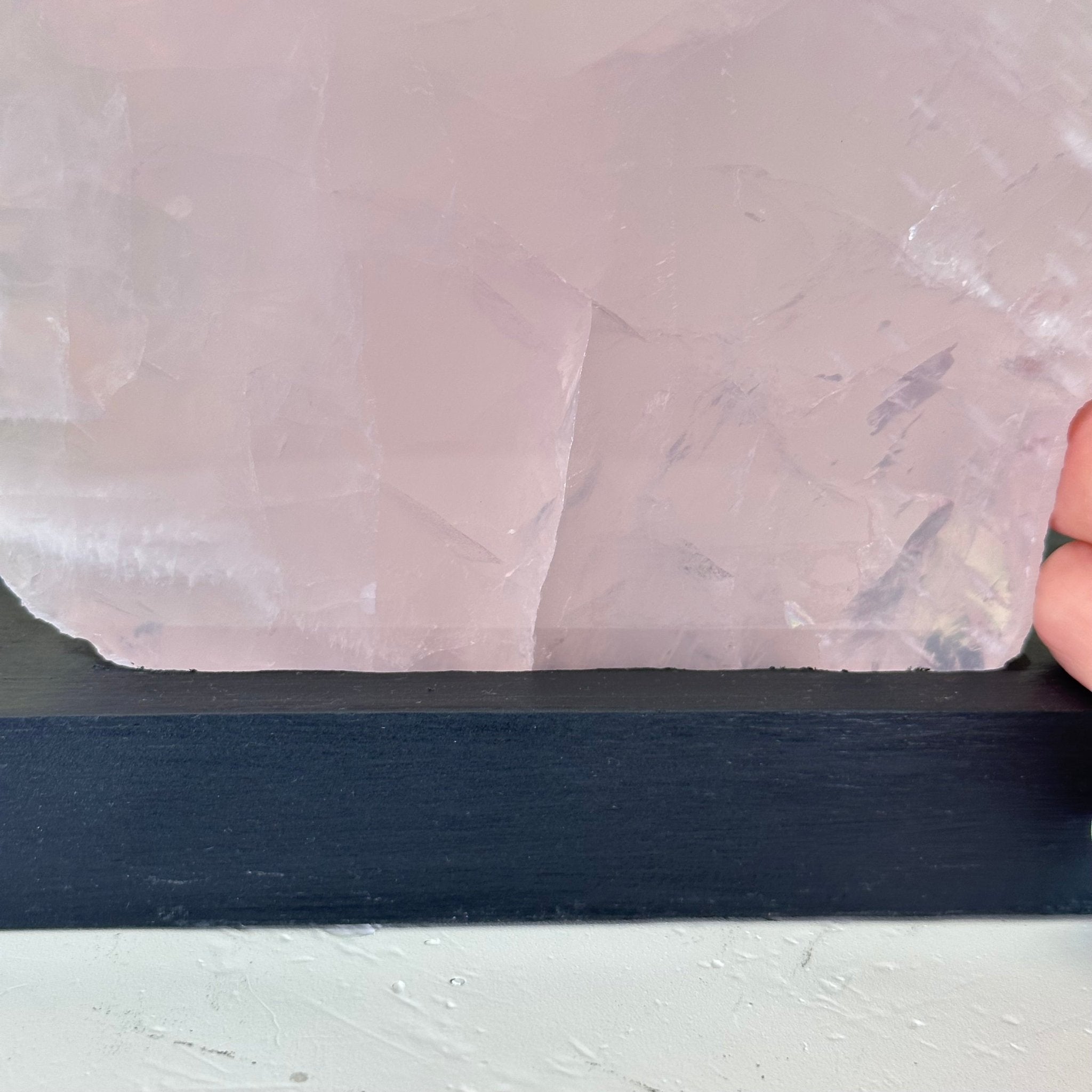 Rose Quartz Polished Slice on a Wood Base, 8.5" Tall #6100RQ - 043 - Brazil GemsBrazil GemsRose Quartz Polished Slice on a Wood Base, 8.5" Tall #6100RQ - 043Slices on Wood Bases6100RQ - 043