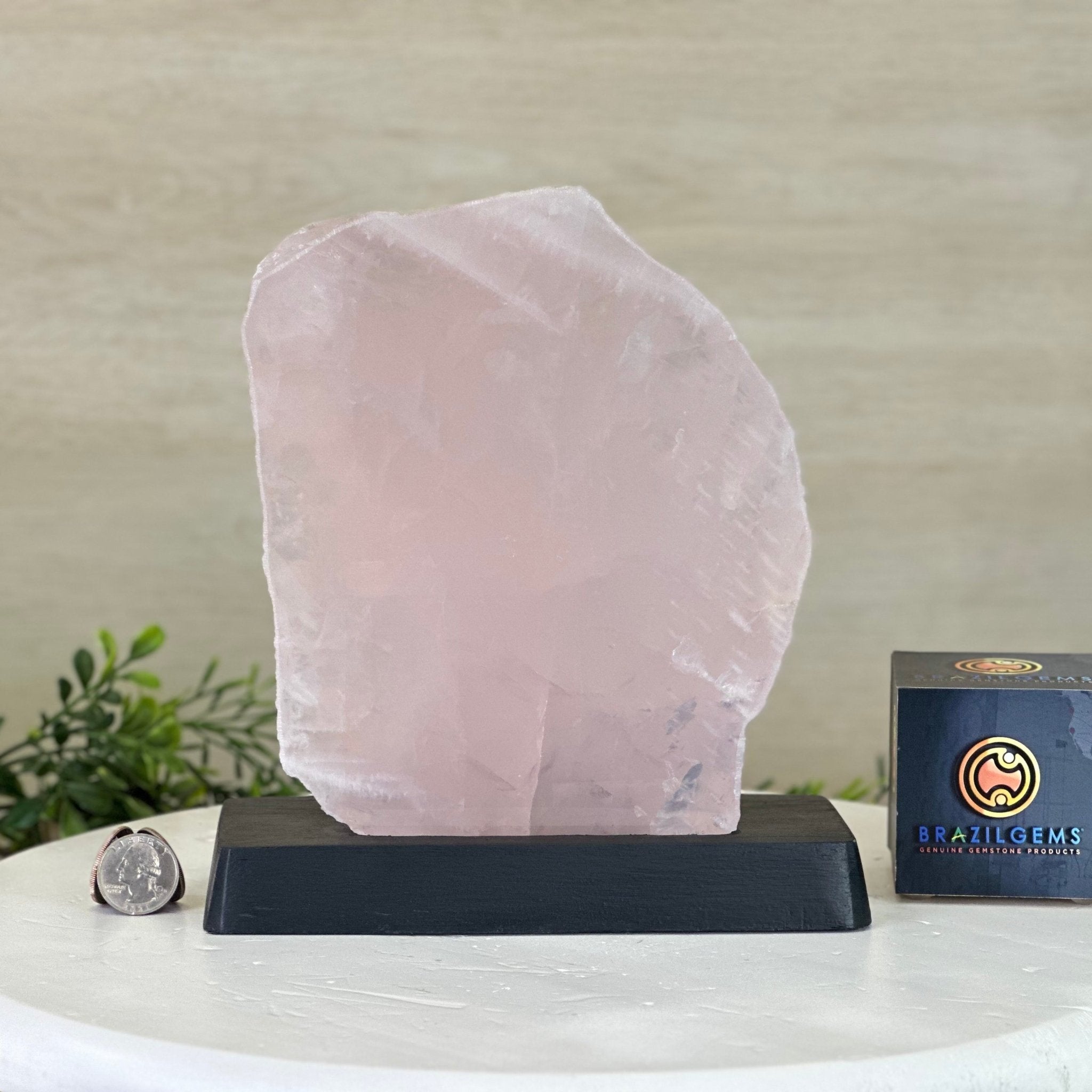 Rose Quartz Polished Slice on a Wood Base, 8.5" Tall #6100RQ - 043 - Brazil GemsBrazil GemsRose Quartz Polished Slice on a Wood Base, 8.5" Tall #6100RQ - 043Slices on Wood Bases6100RQ - 043