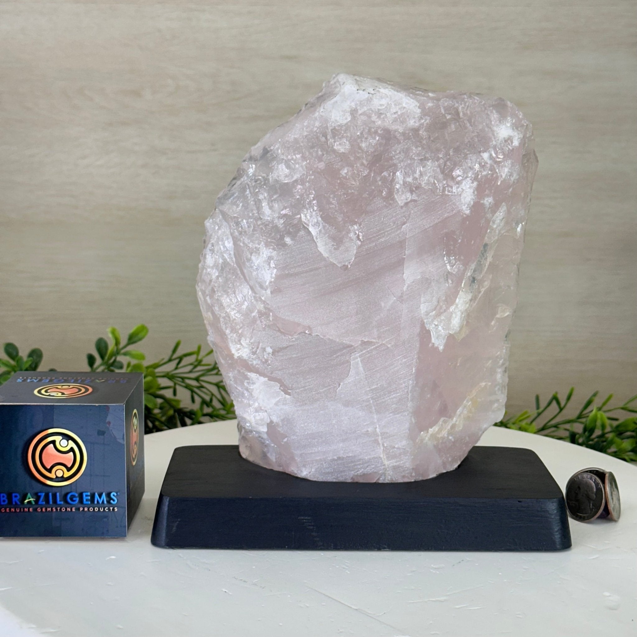 Rose Quartz Polished Slice on a Wood Base, 8.5" Tall #6100RQ - 043 - Brazil GemsBrazil GemsRose Quartz Polished Slice on a Wood Base, 8.5" Tall #6100RQ - 043Slices on Wood Bases6100RQ - 043