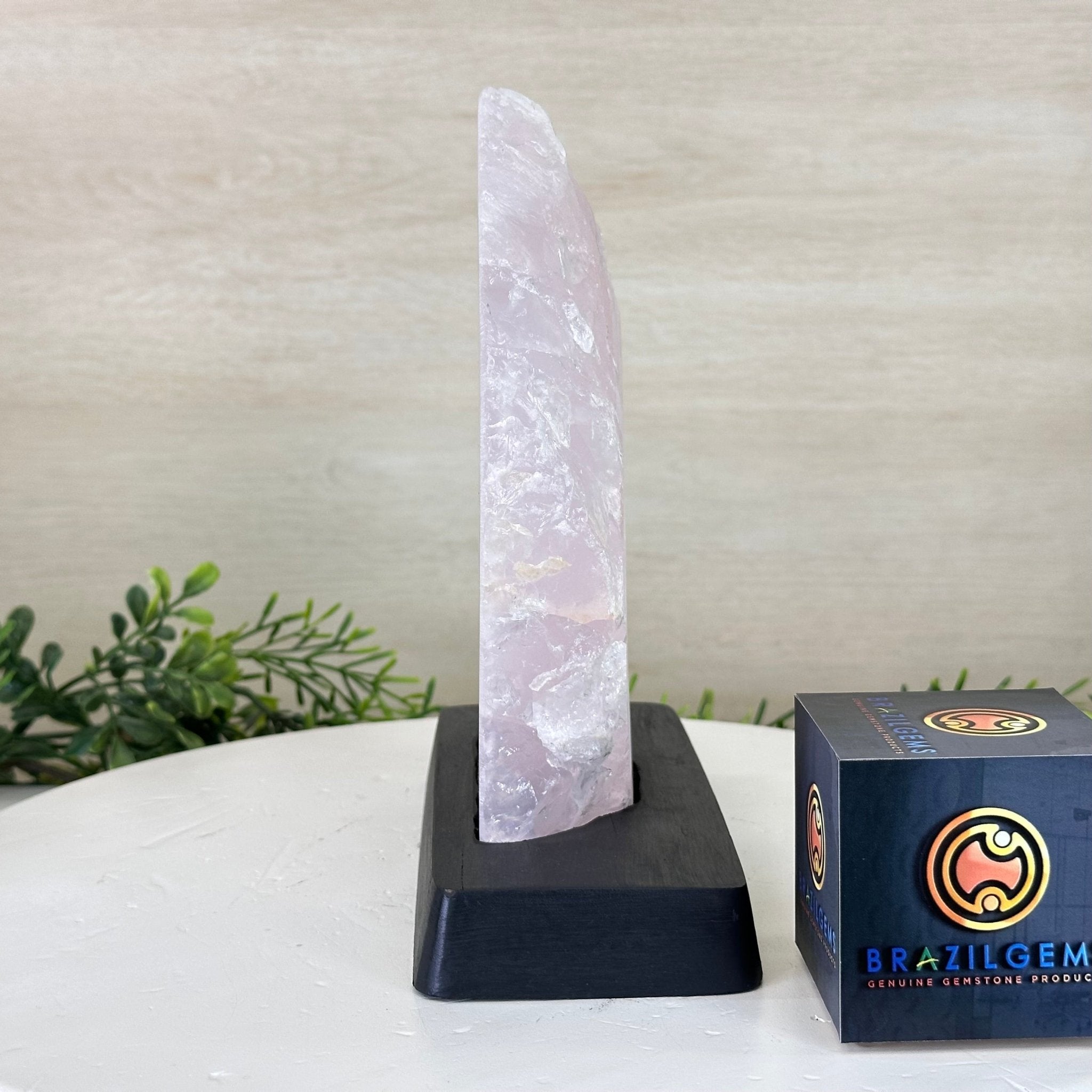 Rose Quartz Polished Slice on a Wood Base, 8.5" Tall #6100RQ - 043 - Brazil GemsBrazil GemsRose Quartz Polished Slice on a Wood Base, 8.5" Tall #6100RQ - 043Slices on Wood Bases6100RQ - 043