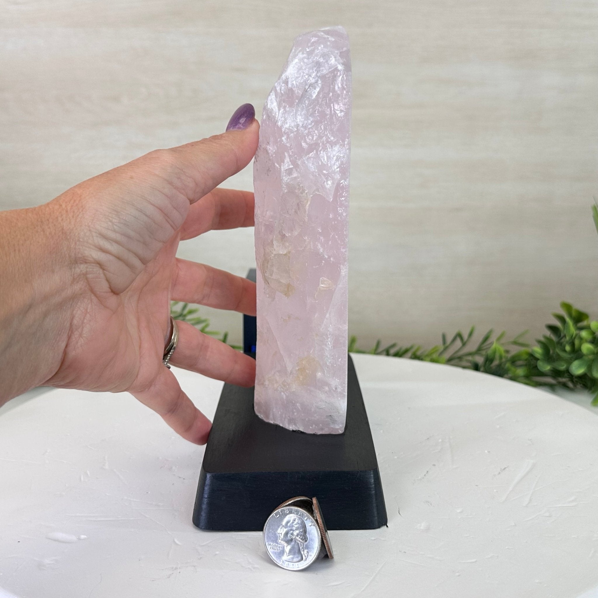 Rose Quartz Polished Slice on a Wood Base, 8.5" Tall #6100RQ - 043 - Brazil GemsBrazil GemsRose Quartz Polished Slice on a Wood Base, 8.5" Tall #6100RQ - 043Slices on Wood Bases6100RQ - 043