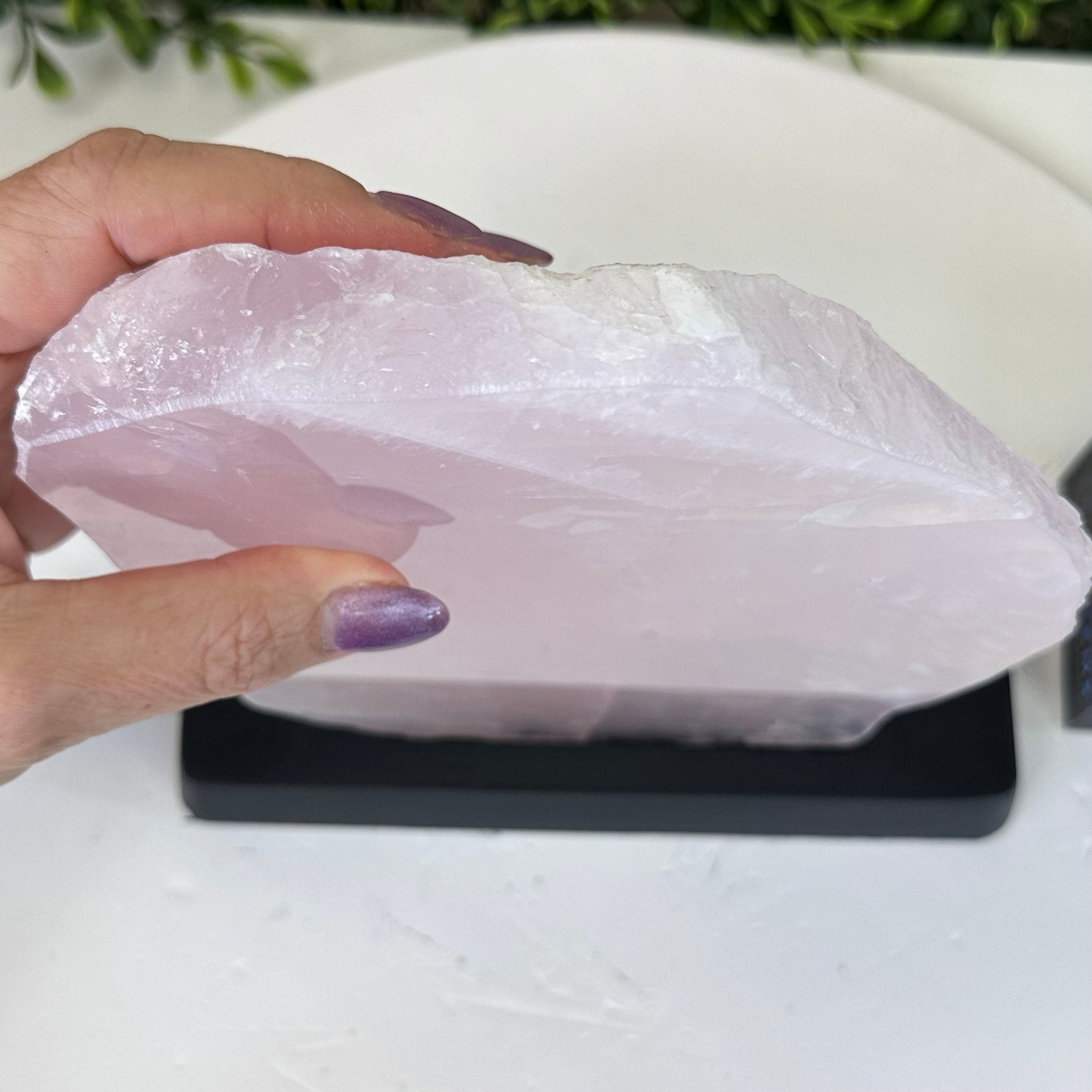 Rose Quartz Polished Slice on a Wood Base, 8.5" Tall #6100RQ - 043 - Brazil GemsBrazil GemsRose Quartz Polished Slice on a Wood Base, 8.5" Tall #6100RQ - 043Slices on Wood Bases6100RQ - 043