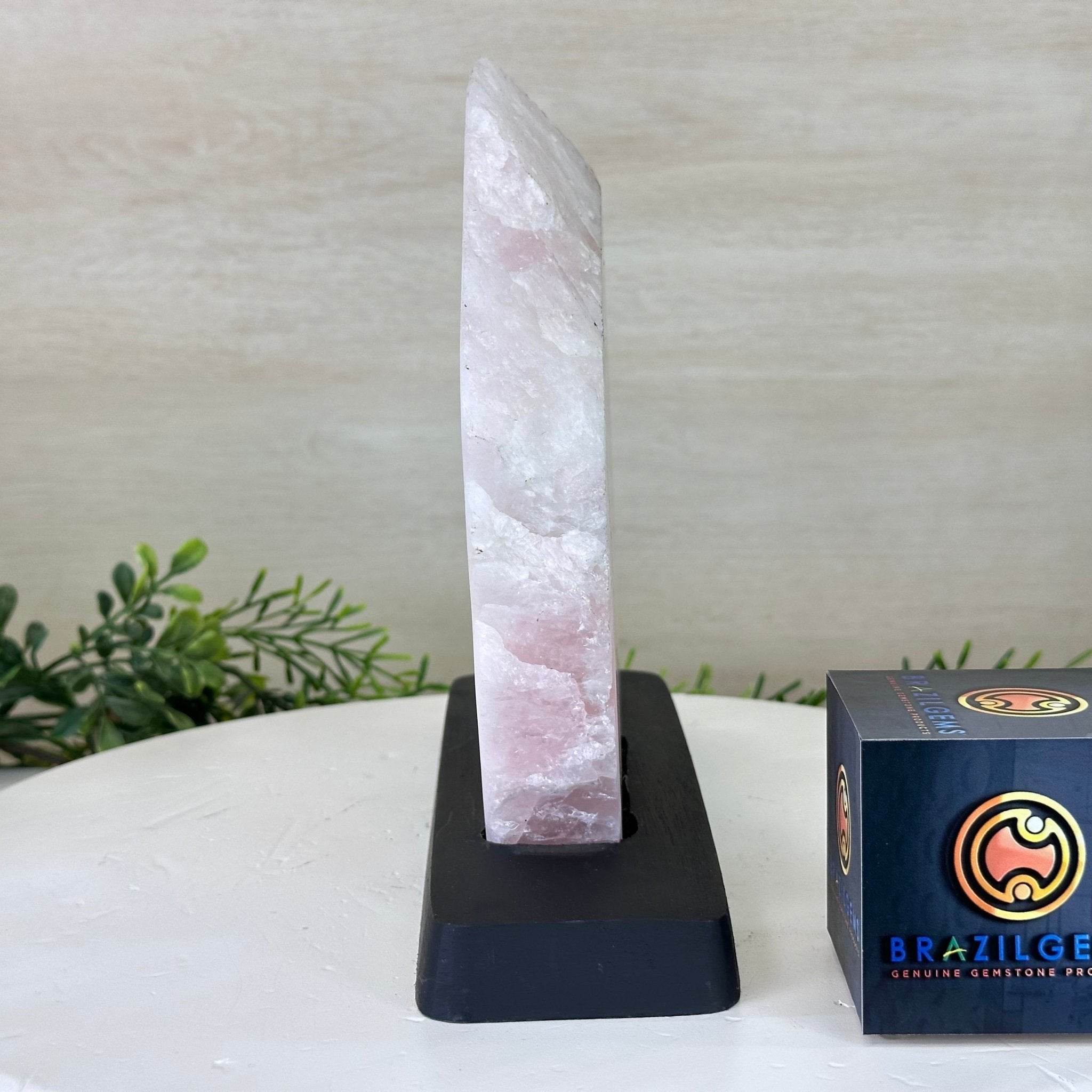 Rose Quartz Polished Slice on a Wood Base, 8.5" Tall #6100RQ - 045 - Brazil GemsBrazil GemsRose Quartz Polished Slice on a Wood Base, 8.5" Tall #6100RQ - 045Slices on Wood Bases6100RQ - 045