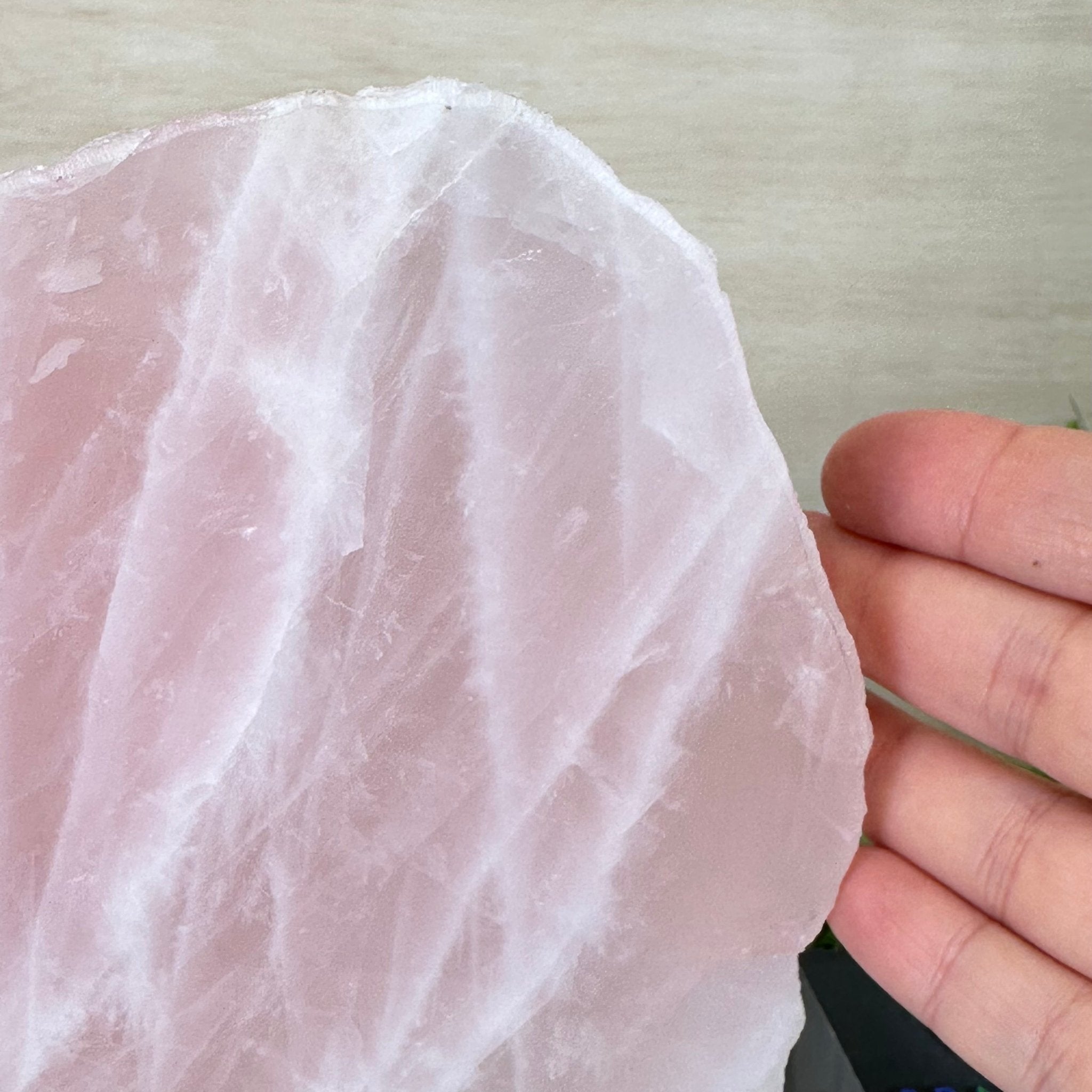 Rose Quartz Polished Slice on a Wood Base, 9" Tall #6100RQ - 034 - Brazil GemsBrazil GemsRose Quartz Polished Slice on a Wood Base, 9" Tall #6100RQ - 034Slices on Wood Bases6100RQ - 034