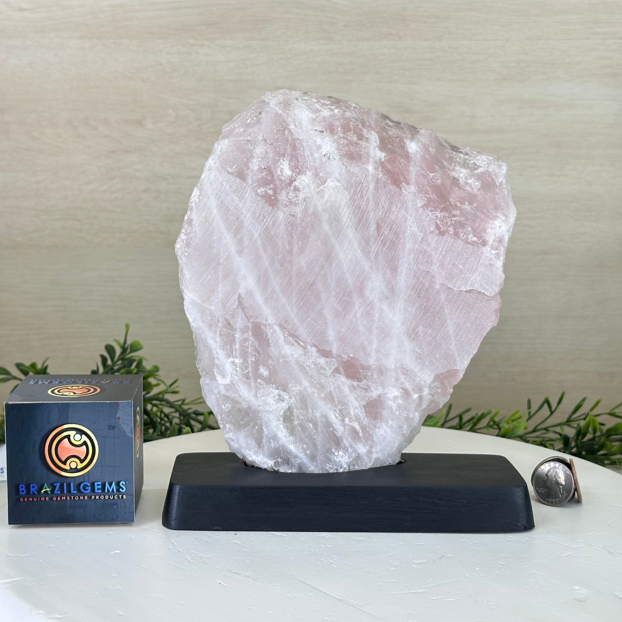 Rose Quartz Polished Slice on a Wood Base, 9" Tall #6100RQ - 034 - Brazil GemsBrazil GemsRose Quartz Polished Slice on a Wood Base, 9" Tall #6100RQ - 034Slices on Wood Bases6100RQ - 034