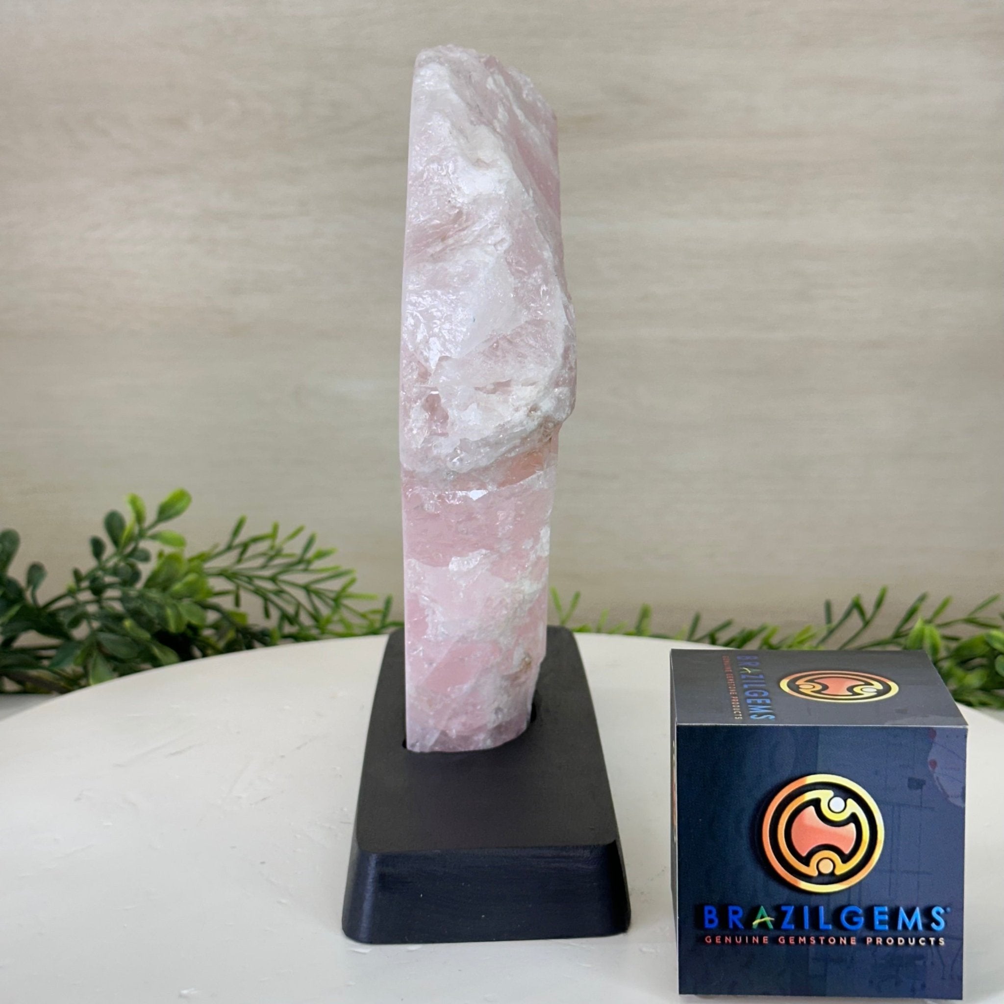 Rose Quartz Polished Slice on a Wood Base, 9" Tall #6100RQ - 048 - Brazil GemsBrazil GemsRose Quartz Polished Slice on a Wood Base, 9" Tall #6100RQ - 048Slices on Wood Bases6100RQ - 048