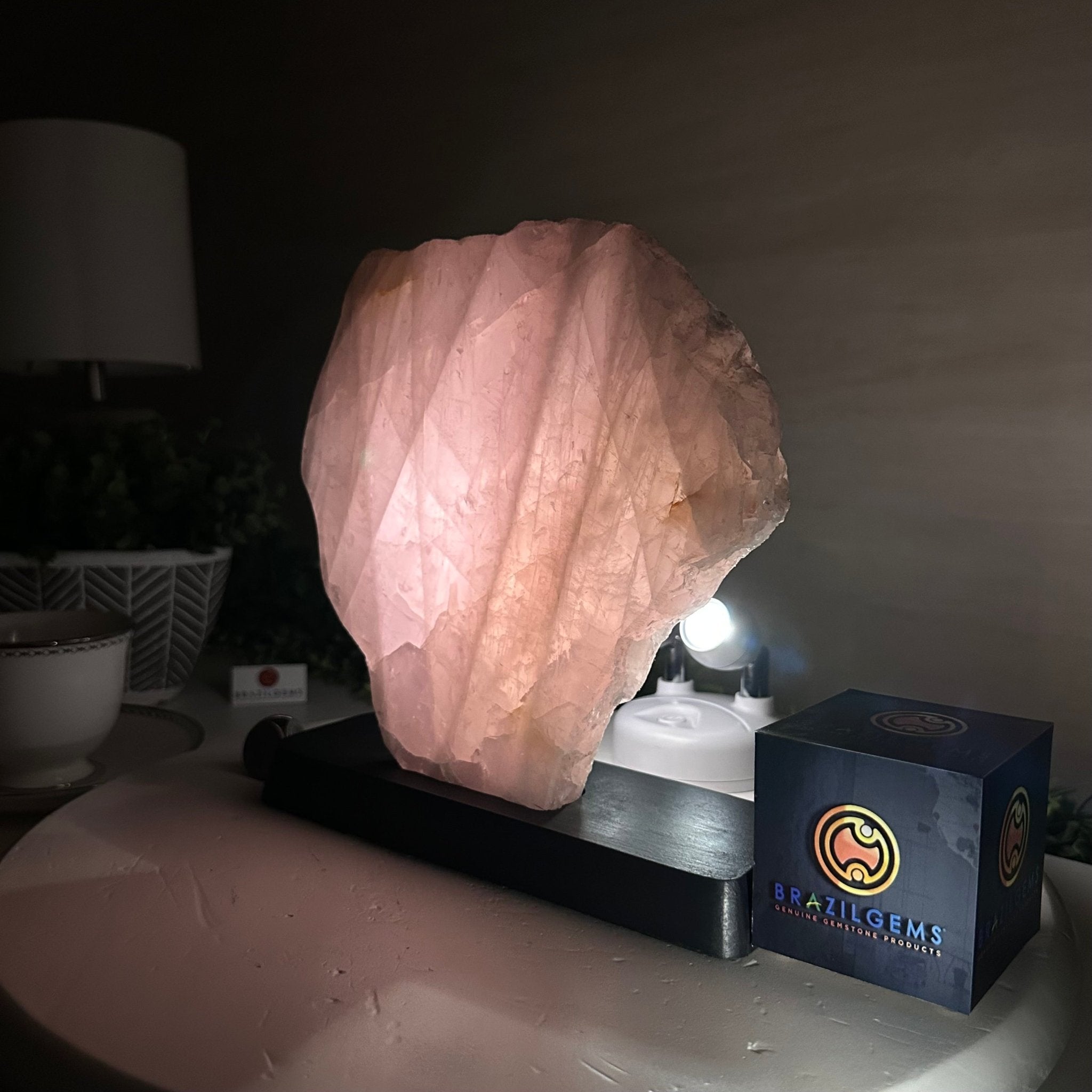 Rose Quartz Polished Slice on a Wood Base, 9" Tall #6100RQ - 048 - Brazil GemsBrazil GemsRose Quartz Polished Slice on a Wood Base, 9" Tall #6100RQ - 048Slices on Wood Bases6100RQ - 048