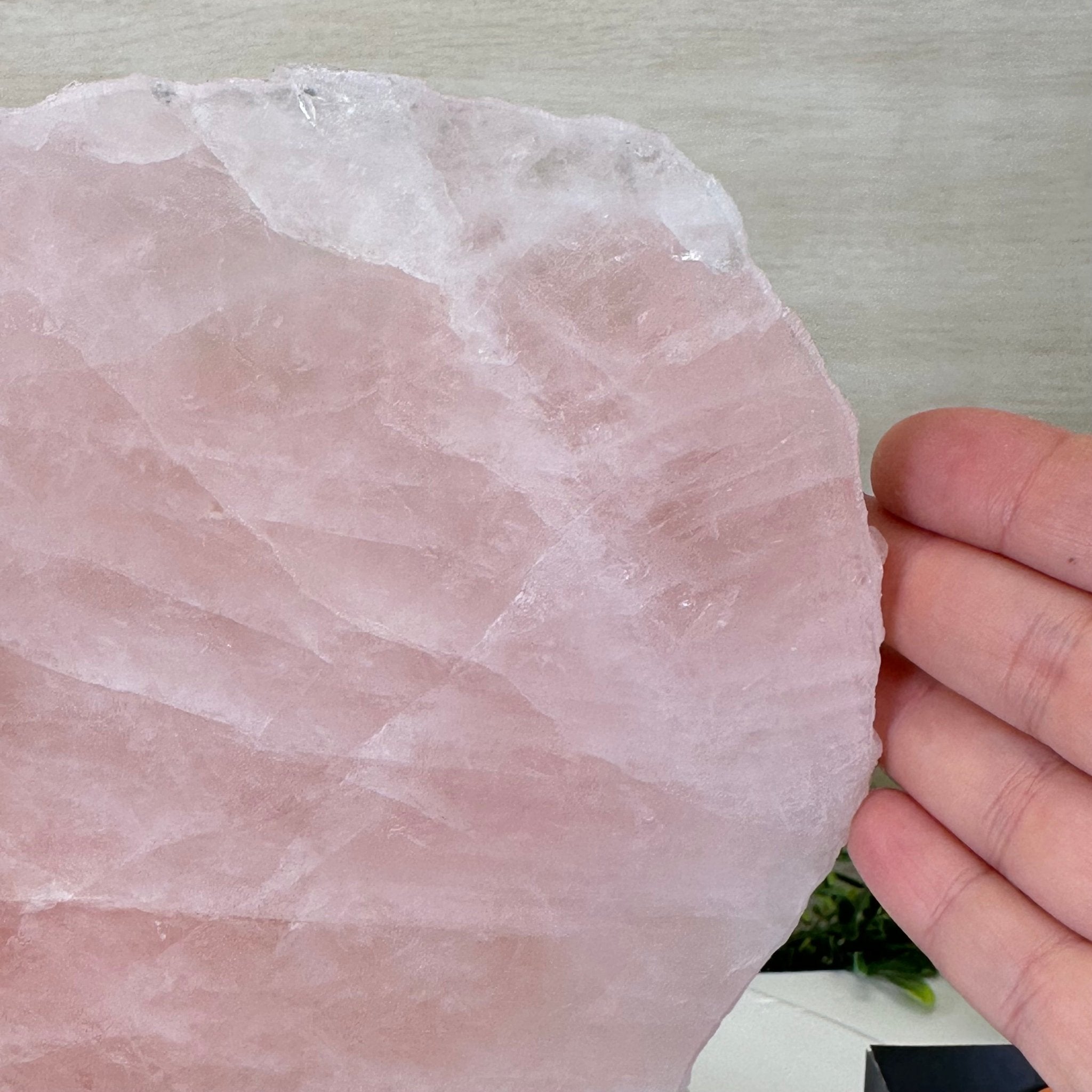 Rose Quartz Polished Slice on a Wood Base, 9.25" Tall #6100RQ - 035 - Brazil GemsBrazil GemsRose Quartz Polished Slice on a Wood Base, 9.25" Tall #6100RQ - 035Slices on Wood Bases6100RQ - 035