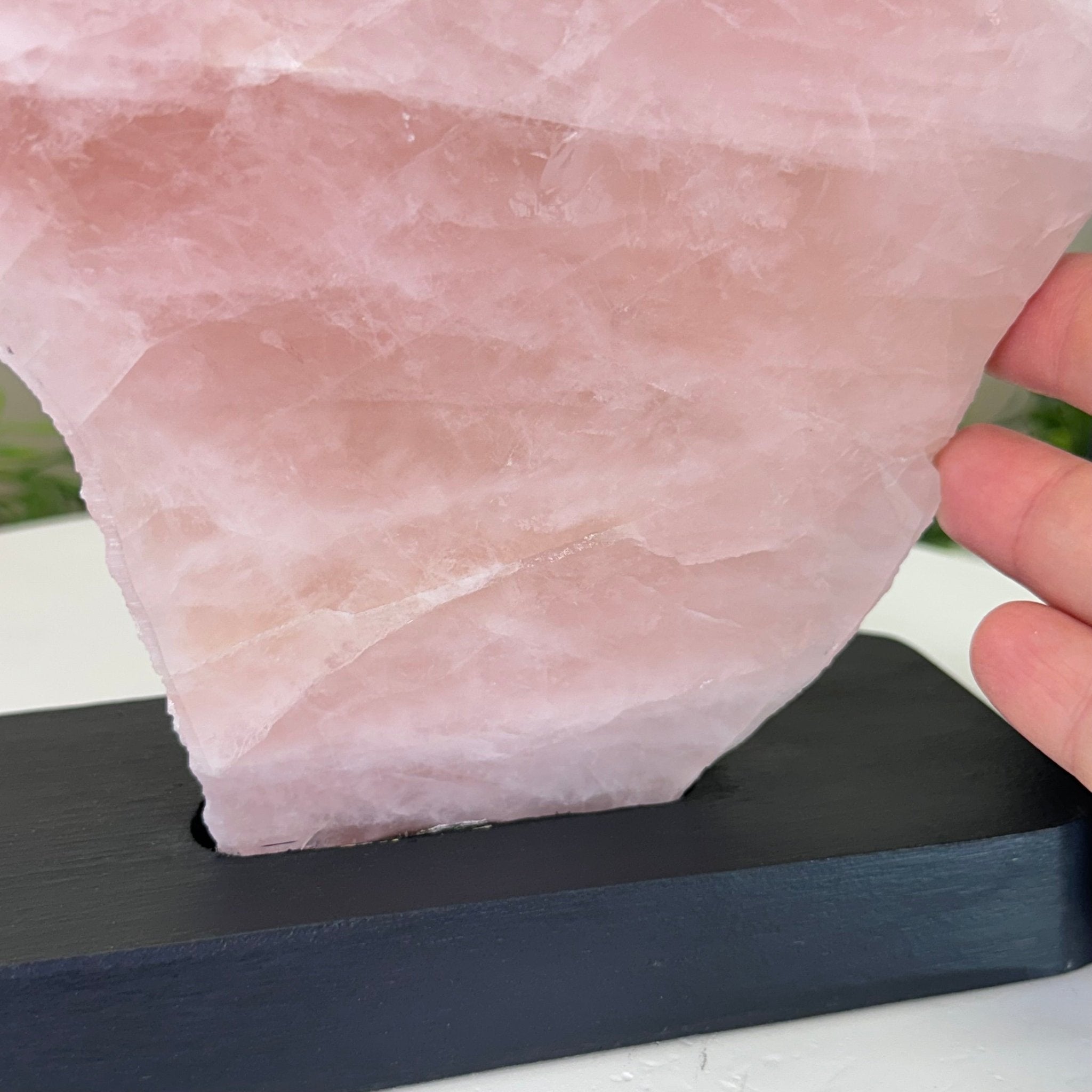 Rose Quartz Polished Slice on a Wood Base, 9.25" Tall #6100RQ - 035 - Brazil GemsBrazil GemsRose Quartz Polished Slice on a Wood Base, 9.25" Tall #6100RQ - 035Slices on Wood Bases6100RQ - 035