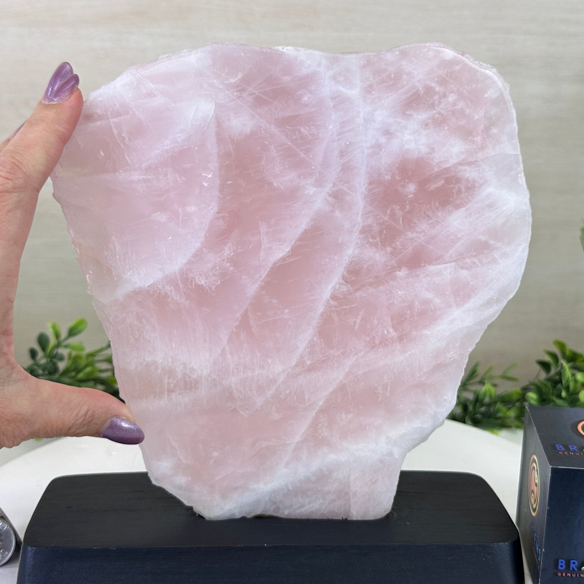 Rose Quartz Polished Slice on a Wood Base, 9.25" Tall #6100RQ - 041 - Brazil GemsBrazil GemsRose Quartz Polished Slice on a Wood Base, 9.25" Tall #6100RQ - 041Slices on Wood Bases6100RQ - 041