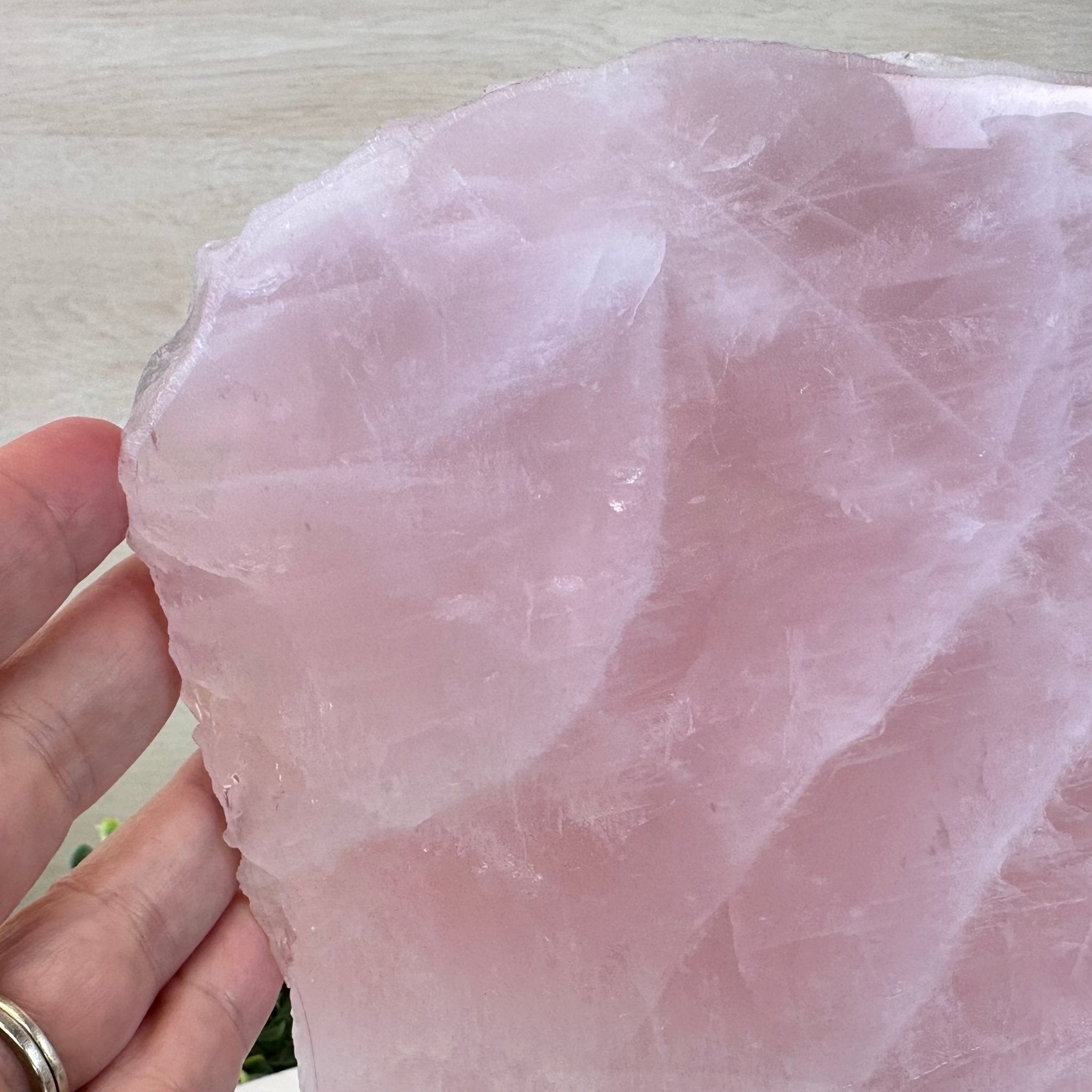 Rose Quartz Polished Slice on a Wood Base, 9.25" Tall #6100RQ - 041 - Brazil GemsBrazil GemsRose Quartz Polished Slice on a Wood Base, 9.25" Tall #6100RQ - 041Slices on Wood Bases6100RQ - 041