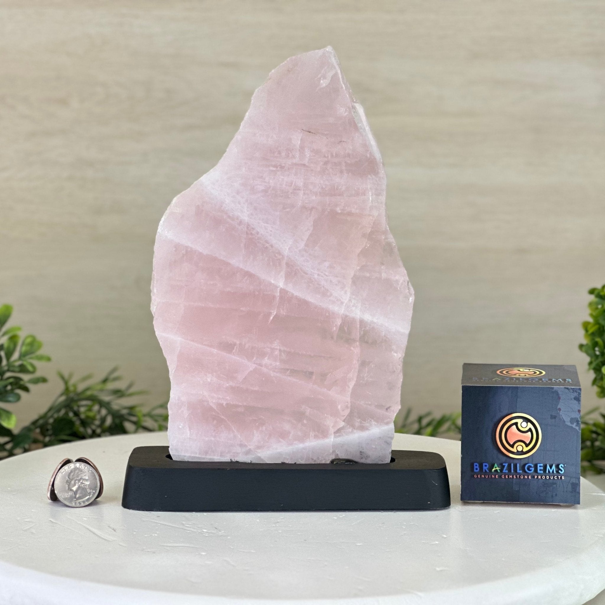 Rose Quartz Polished Slice on a Wood Base, 9.5" Tall #6100RQ - 015 - Brazil GemsBrazil GemsRose Quartz Polished Slice on a Wood Base, 9.5" Tall #6100RQ - 015Slices on Wood Bases6100RQ - 015