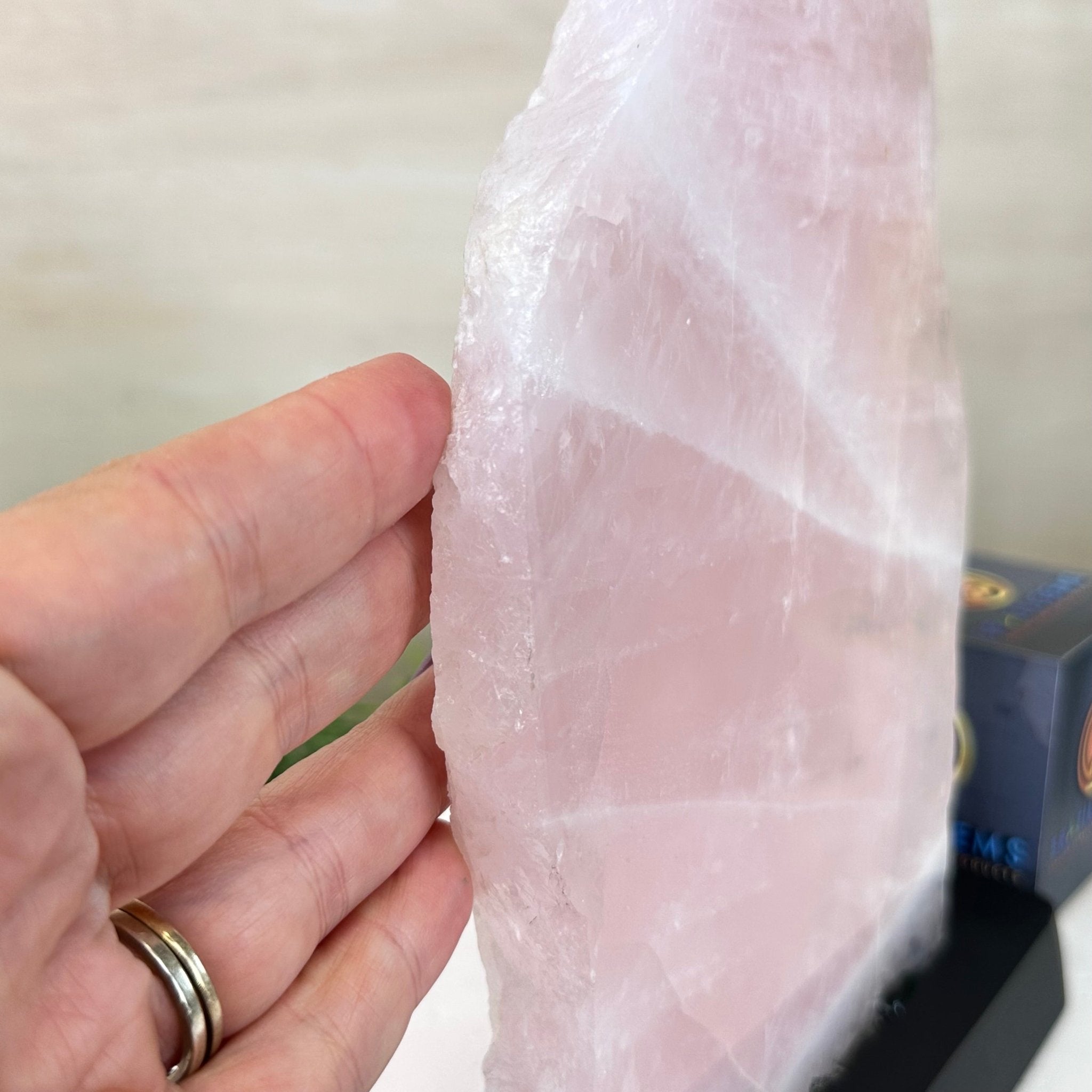 Rose Quartz Polished Slice on a Wood Base, 9.5" Tall #6100RQ - 015 - Brazil GemsBrazil GemsRose Quartz Polished Slice on a Wood Base, 9.5" Tall #6100RQ - 015Slices on Wood Bases6100RQ - 015