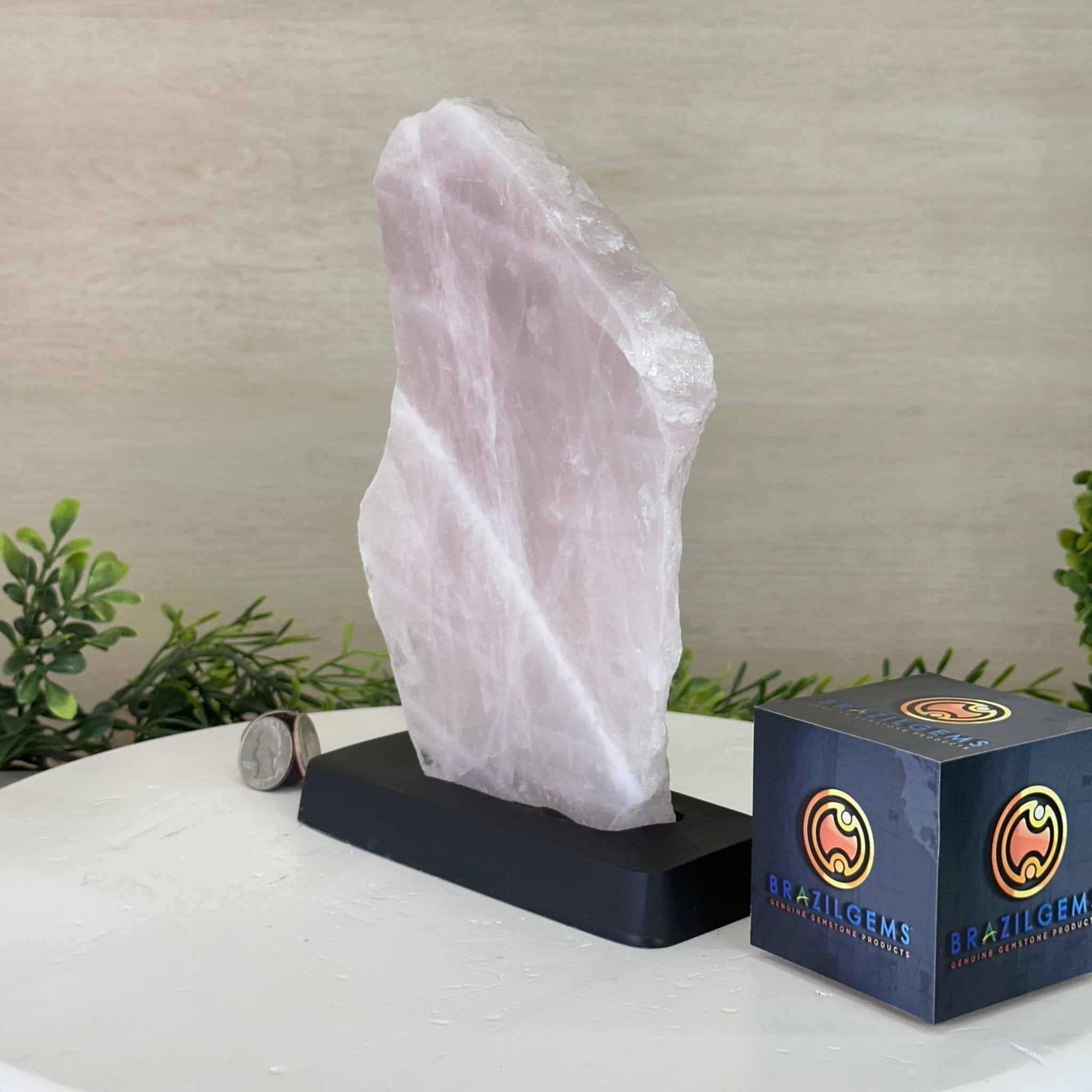 Rose Quartz Polished Slice on a Wood Base Model, 9" Tall #6100RQ - 013 - Brazil GemsBrazil GemsRose Quartz Polished Slice on a Wood Base Model, 9" Tall #6100RQ - 013Slices on Wood Bases6100RQ - 013