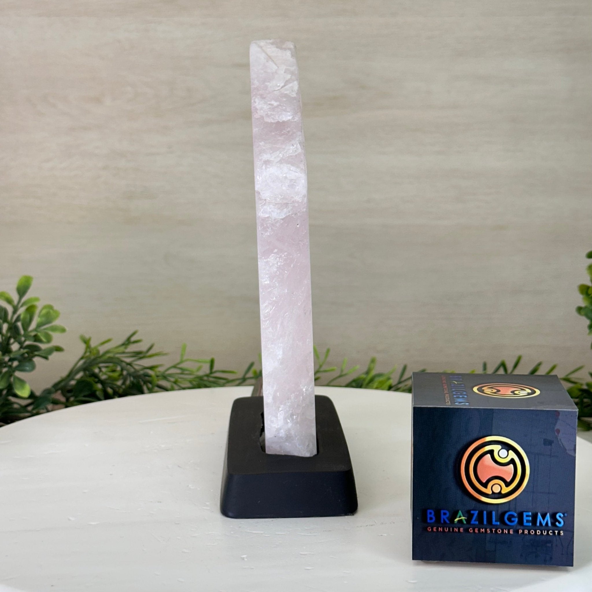 Rose Quartz Polished Slice on a Wood Base Model, 9" Tall #6100RQ - 013 - Brazil GemsBrazil GemsRose Quartz Polished Slice on a Wood Base Model, 9" Tall #6100RQ - 013Slices on Wood Bases6100RQ - 013