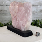 Rose Quartz Polished Slice with Rough Edges on a Wood Base Model 8" Tall Model #6100RQ-049 by Brazil Gems - Brazil GemsBrazil GemsRose Quartz Polished Slice with Rough Edges on a Wood Base Model 8" Tall Model #6100RQ-049 by Brazil GemsSlices on Wood Bases6100RQ-049