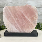 Rose Quartz Polished Slice with Rough Edges on a Wood Base Model 8" Tall Model #6100RQ-049 by Brazil Gems - Brazil GemsBrazil GemsRose Quartz Polished Slice with Rough Edges on a Wood Base Model 8" Tall Model #6100RQ-049 by Brazil GemsSlices on Wood Bases6100RQ-049
